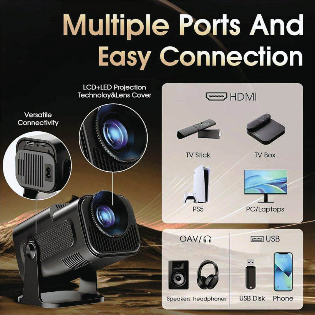 TecSox PANTHER Projector | 180 Rotatable | 4K Support | Auto Horizontal Keystone | Android 11.0 - warehousetech13