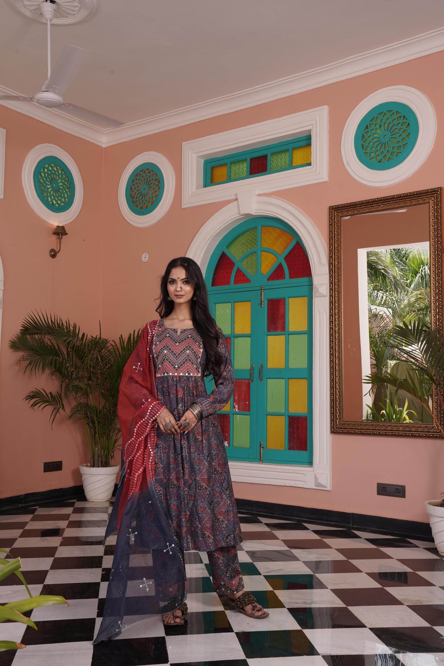 Torani Chanderi Red Kurta Set with Dupatta - Elegant Ethnic Wear for Women