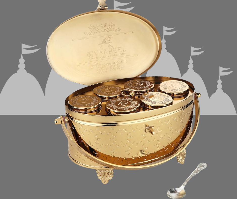 Brass Puja Box (Gold or Silver Plated) - 1 Unit