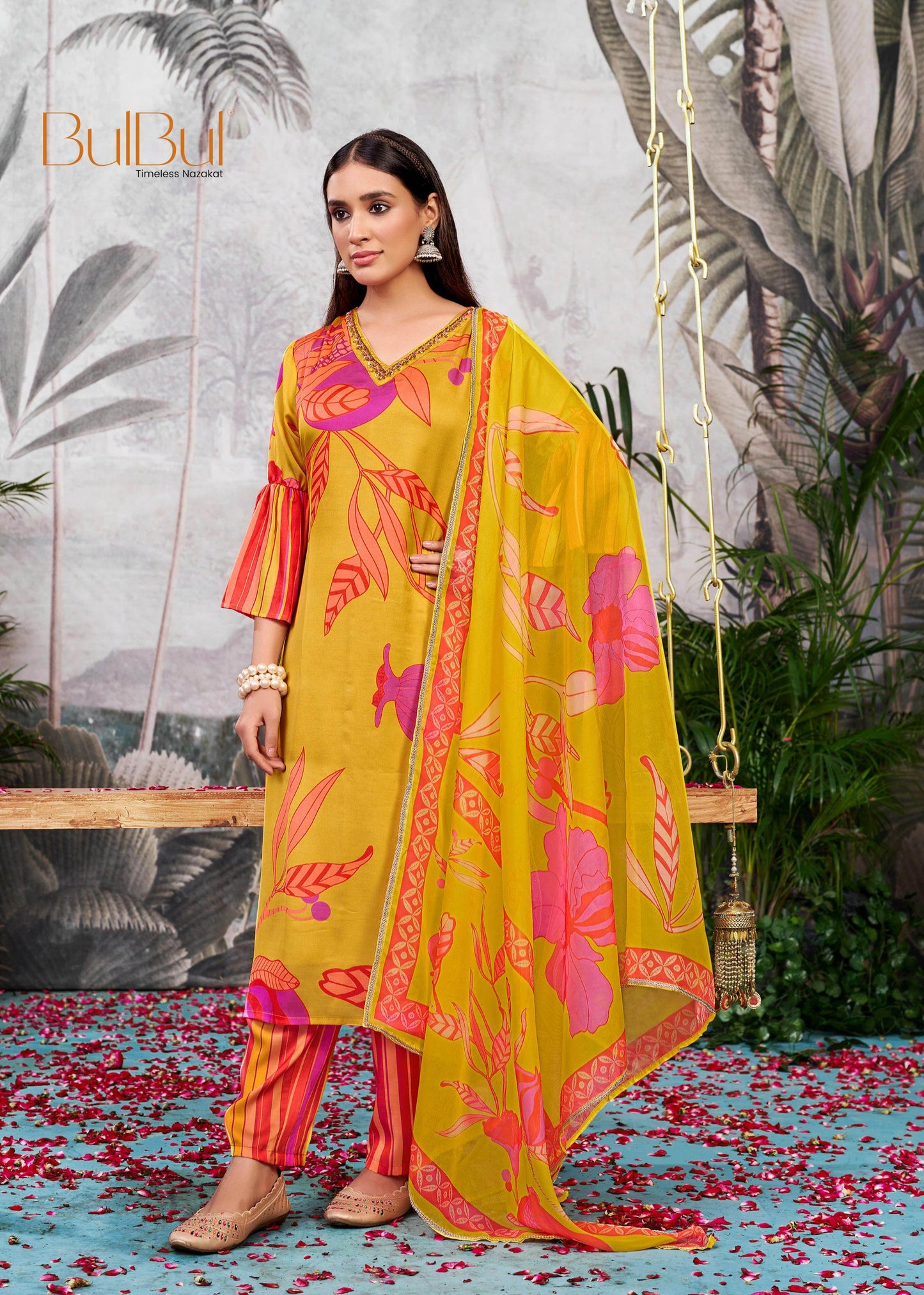 Rani Blue & Mustard Silk Kurta Set with Dupatta for Women – Elegant Festive & Party Wear Outfit