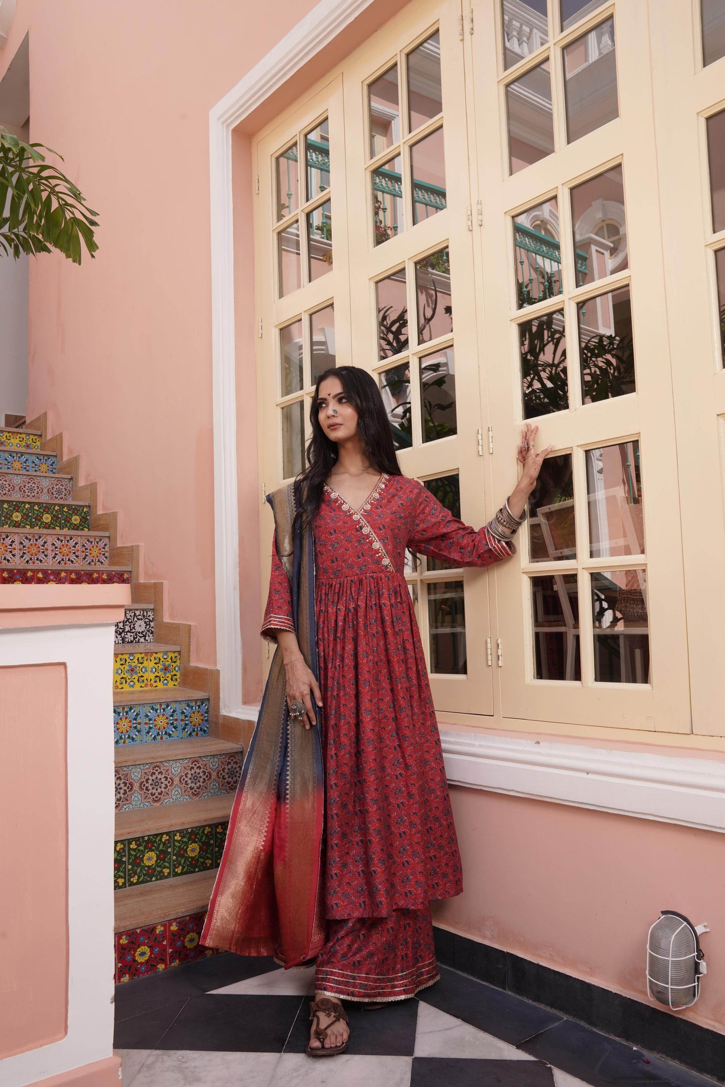 Elegant Inayat Red Chanderi Kurta and Dupatta Set