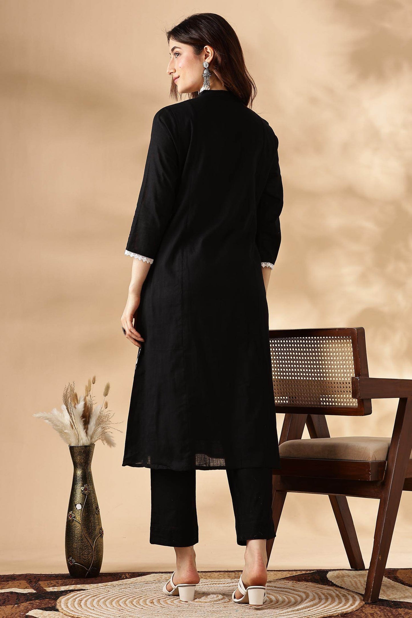 Rashmika Cotton Black Kurta Set - Elegant & Comfortable Ethnic Wear for Women