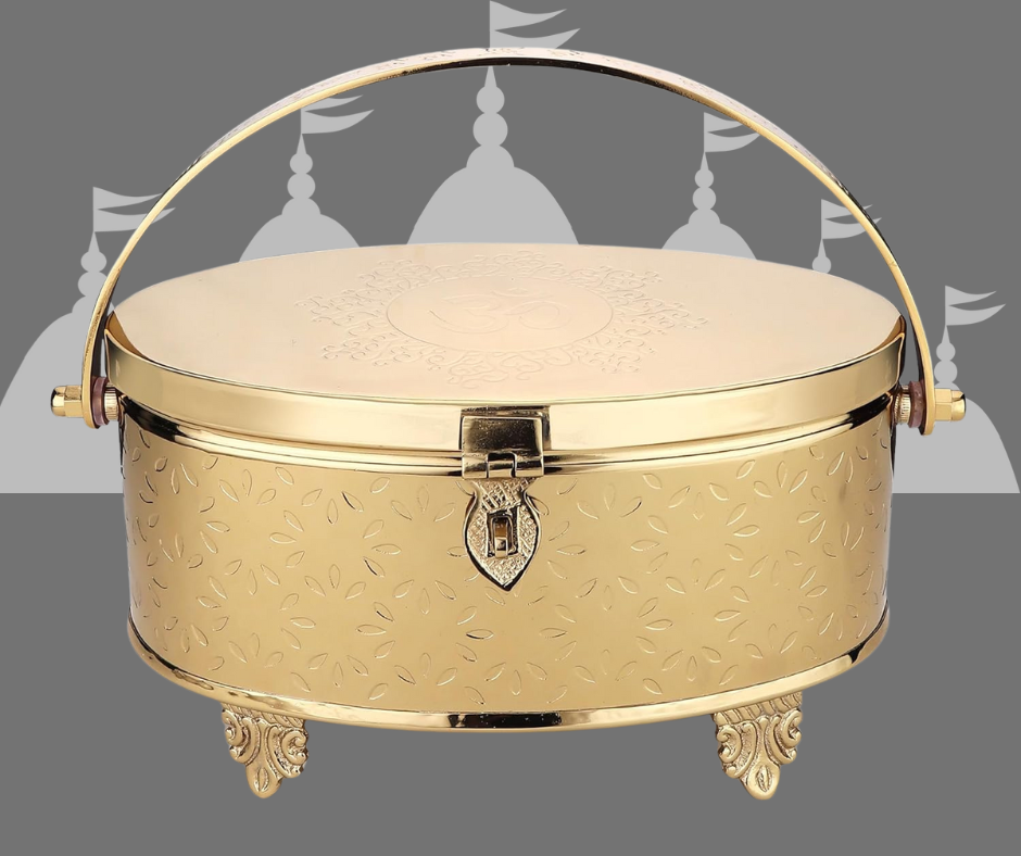 Brass Puja Box (Gold or Silver Plated) - 1 Unit