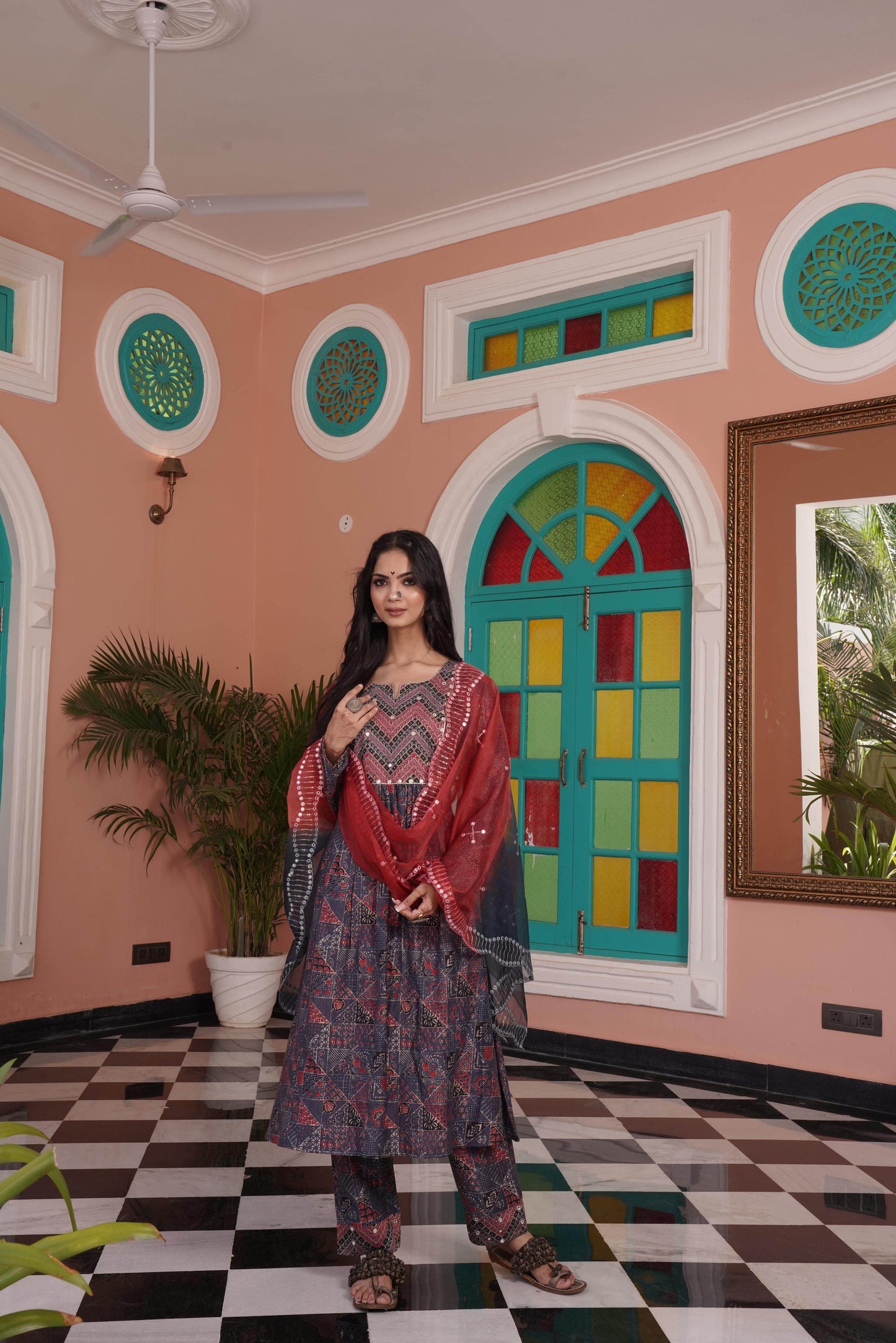 Torani Chanderi Red Kurta Set with Dupatta - Elegant Ethnic Wear for Women