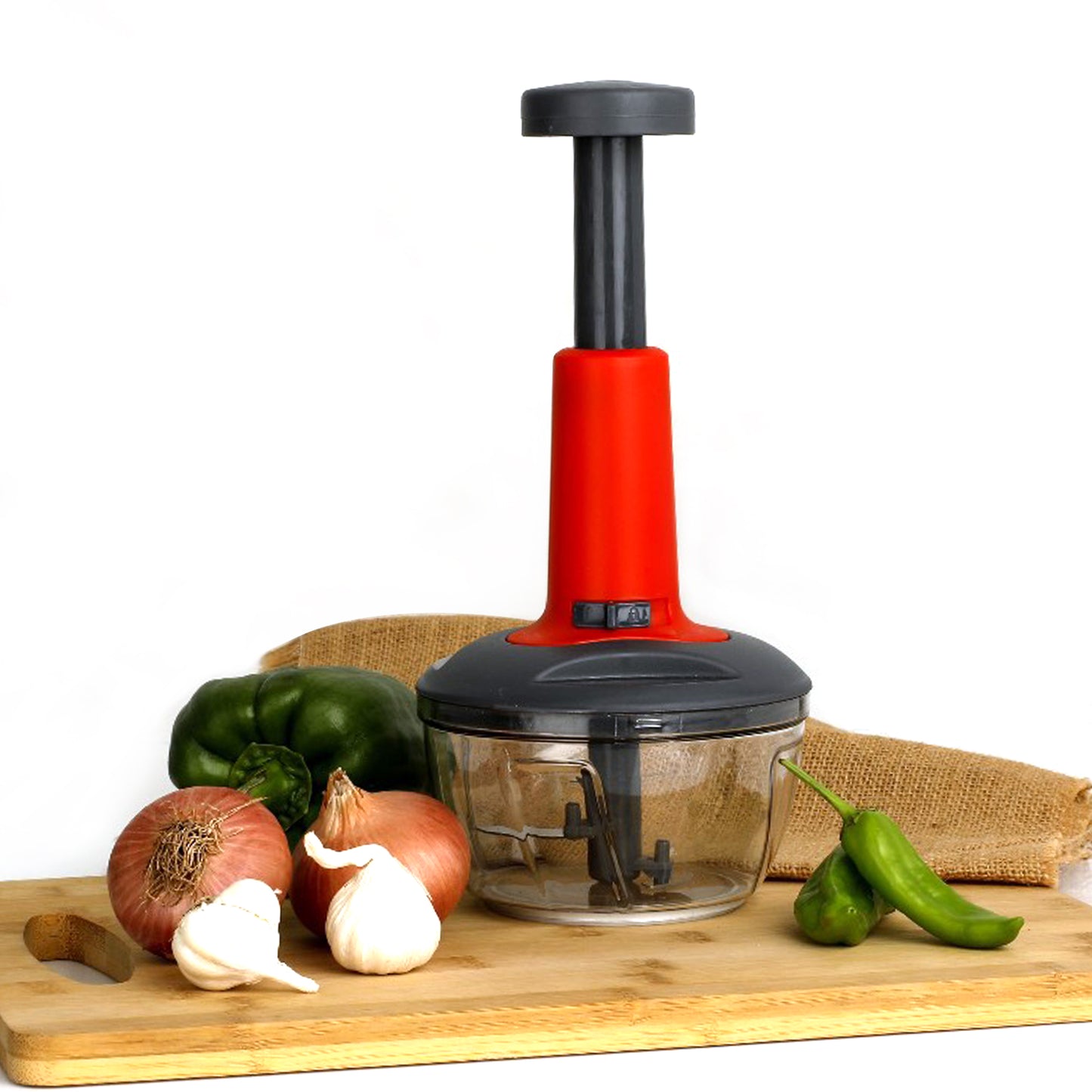 5901 Matte Finish Manual Hand Press Chopper For Kitchen Mini Handy Compact Chopper With 3 Blades For Effortlessly Chopping Vegetables Fruits For Your Kitchen. - warehousetech13