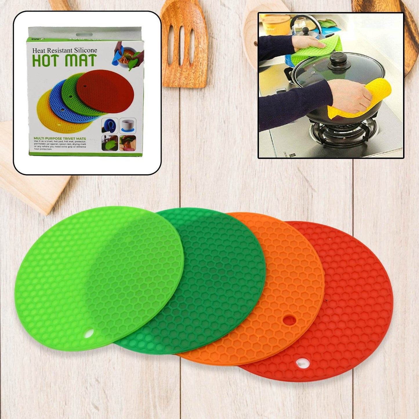 Silicon Hot Mat , Placing For Hot Vessels And Utensils (4 Pc ) - warehousetech13