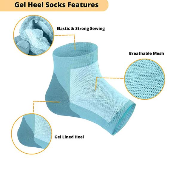 Heel Pain Relief Silicone Gel Heel Socks (Multicolor) - warehousetech13