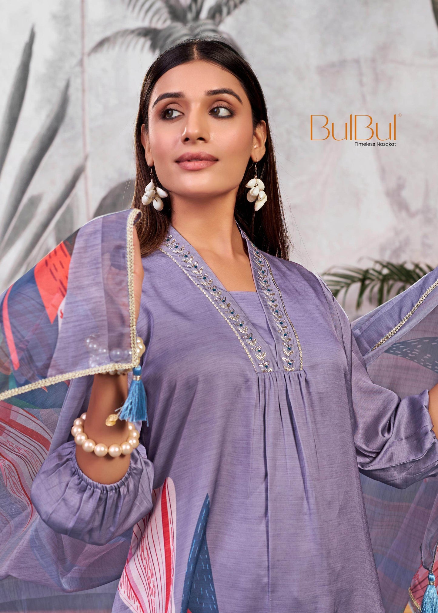 Shama Women’s Silk Kurta Set in Peach and Purple with Dupatta – Festive Wear Outfit