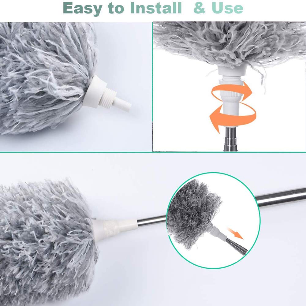 1279 Microfiber Dusters For Cleaning Telescoping Feather Duster With 100 Inches Extendable Handle Pole Dusting Cleaning Tools For Cleaning High Ceiling Ceiling Fan Blinds Cobwebs Furniture Cars - warehousetech13