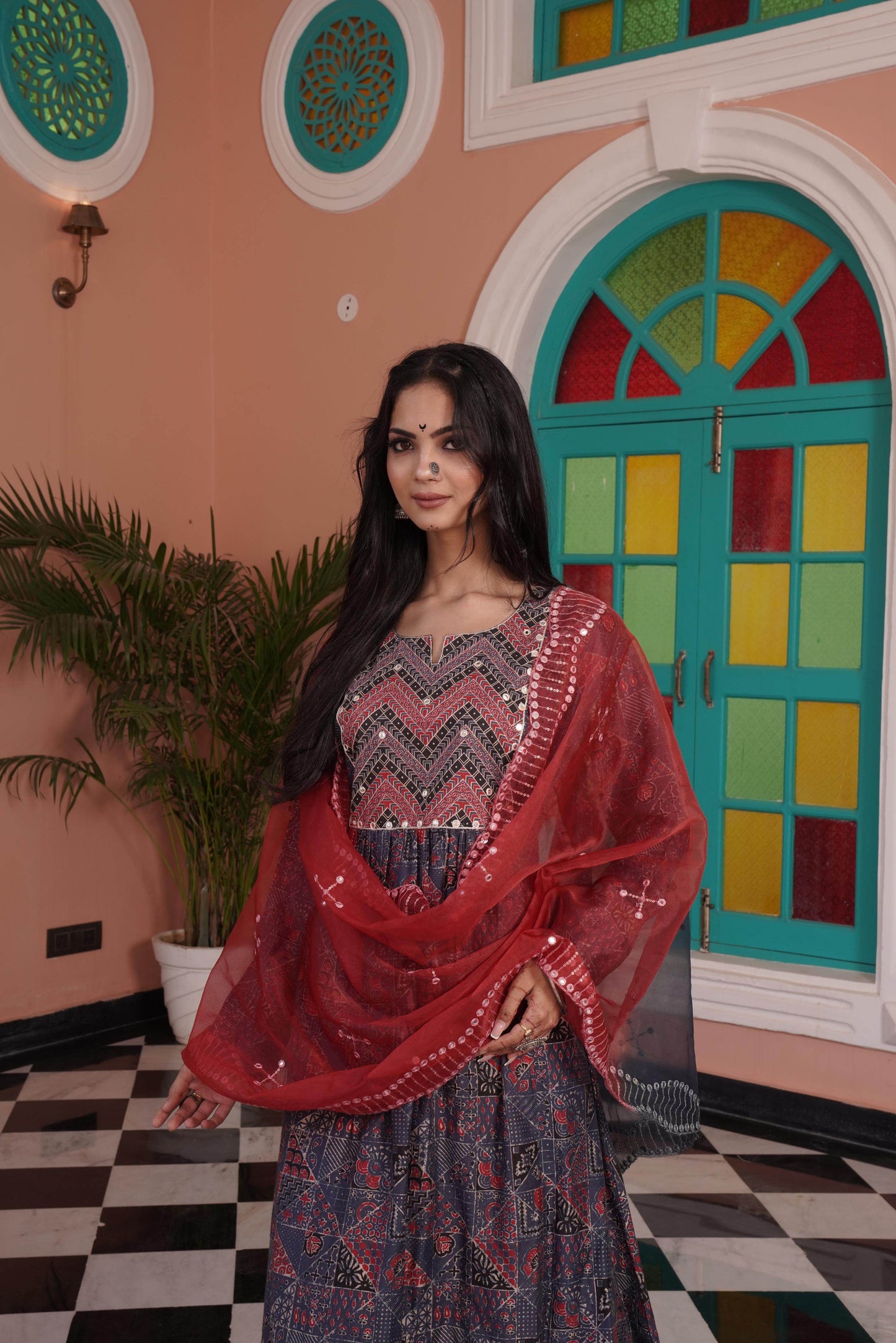 Torani Chanderi Red Kurta Set with Dupatta - Elegant Ethnic Wear for Women