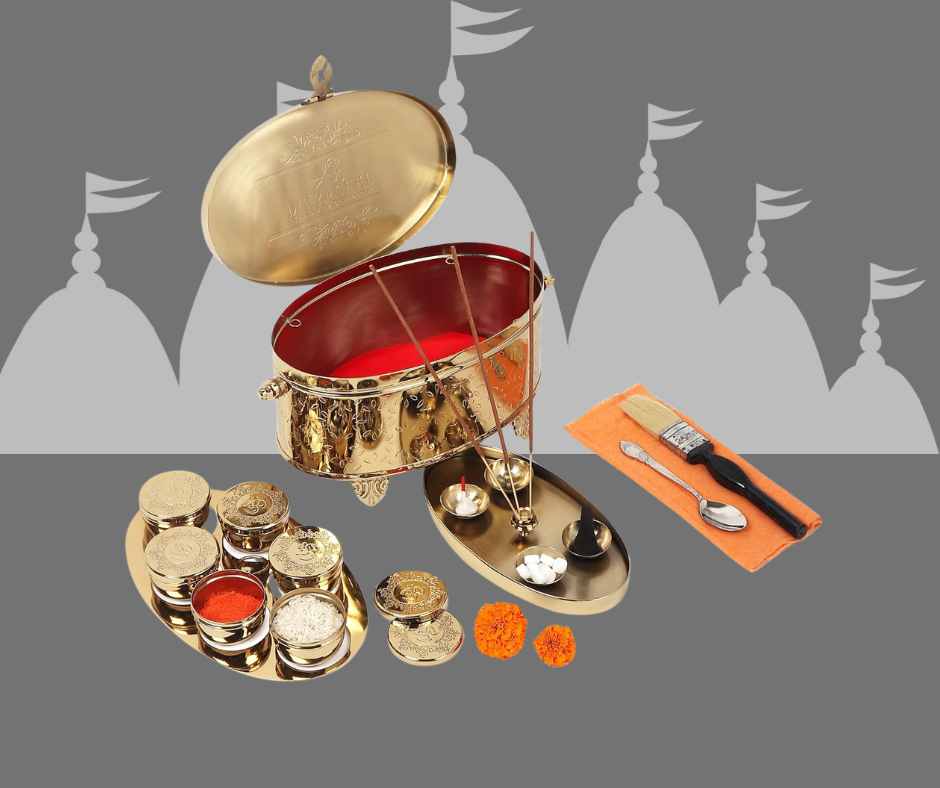 Brass Puja Box (Gold or Silver Plated) - 1 Unit