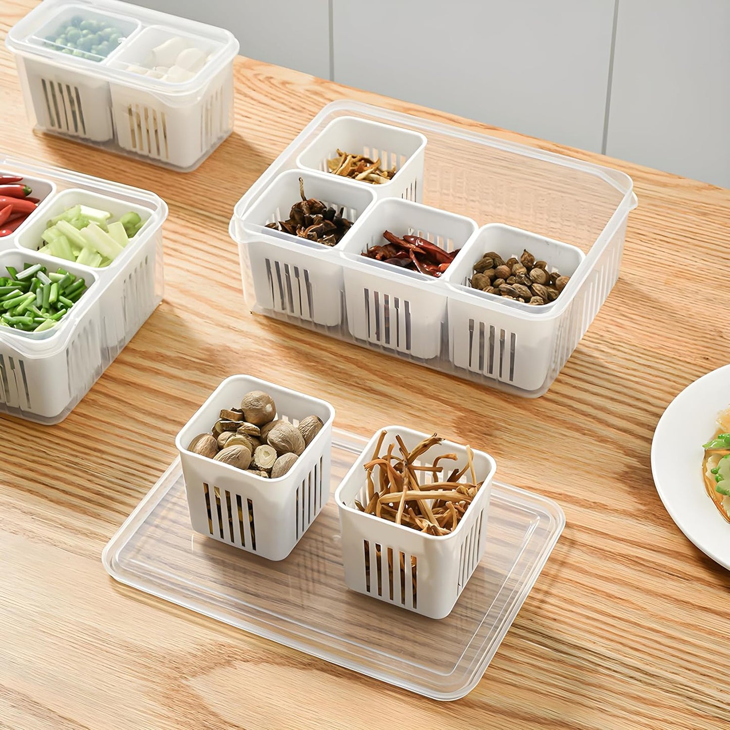 Fridge Storage Boxes Freezer Storage Containers Container For Kitchen Storage Set Storage In Kitchen Vegetable Storage Draining Crisper Refrigerator Food Box (1 Pc) - warehousetech13