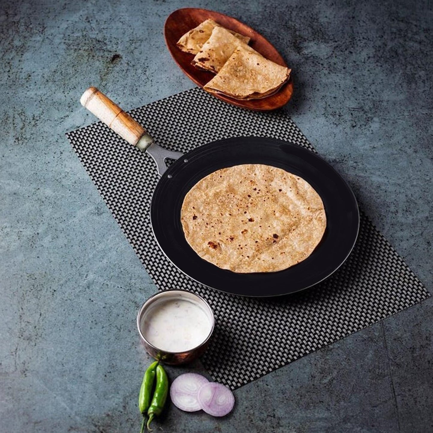 2692 Wooden Handle Roti Tawa Used In All Household And Kitchen Purposes For Making Rotis And Parathas Etc. - warehousetech13