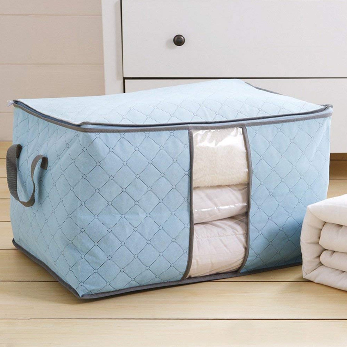 Premium Quilted Foldable Storage Bag With Transparent Window - warehousetech13
