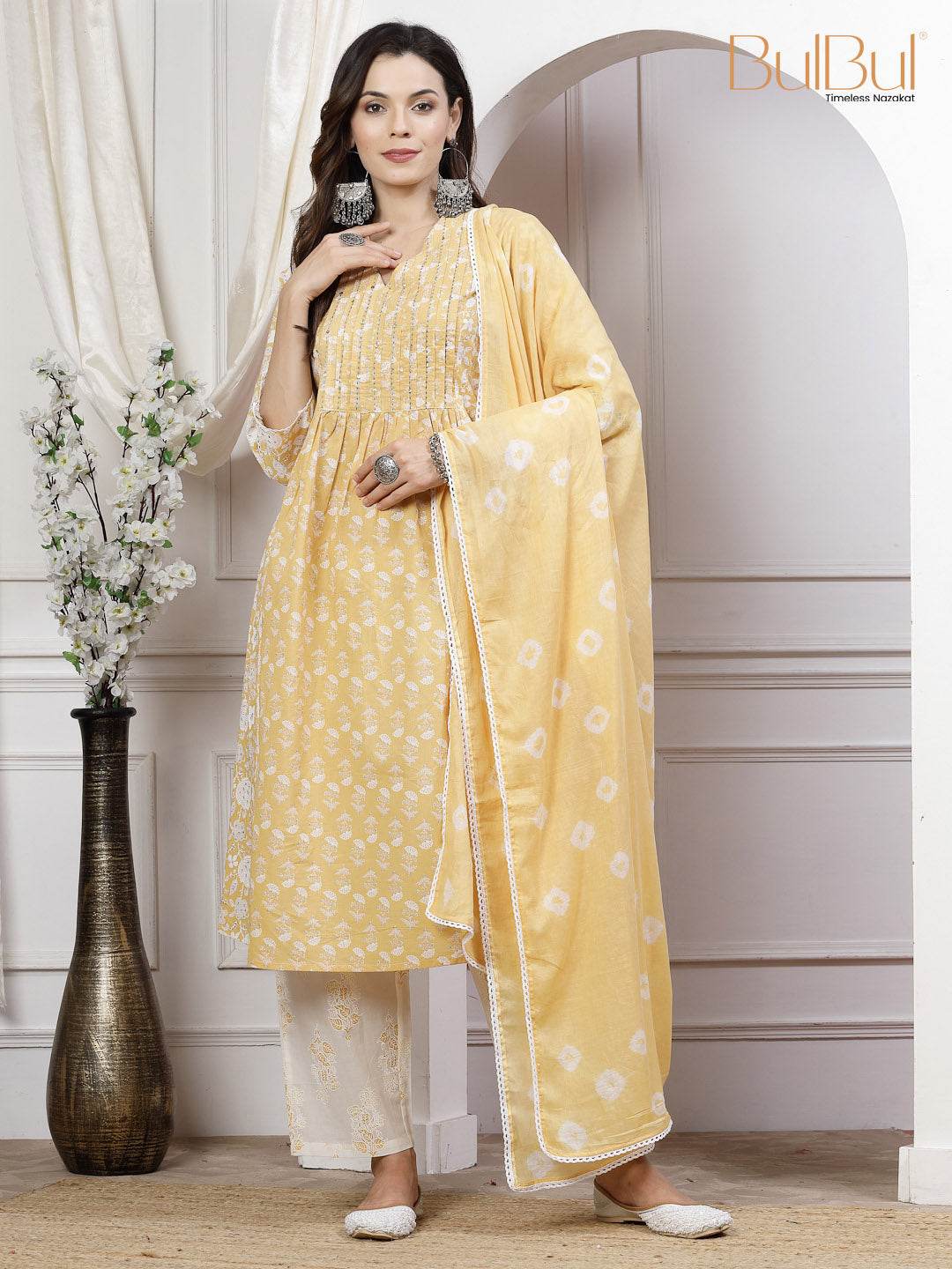 Sia Off White Cotton Kurta Set with Dupatta | Elegant Ethnic Wear for Women