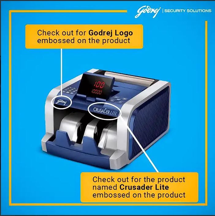Godrej Security Solutions Crusader Lite Display Currency Counter with Customer Display Unit | Fully Automatic & Mg, Uv & Ir Fake Note Detector - warehousetech13