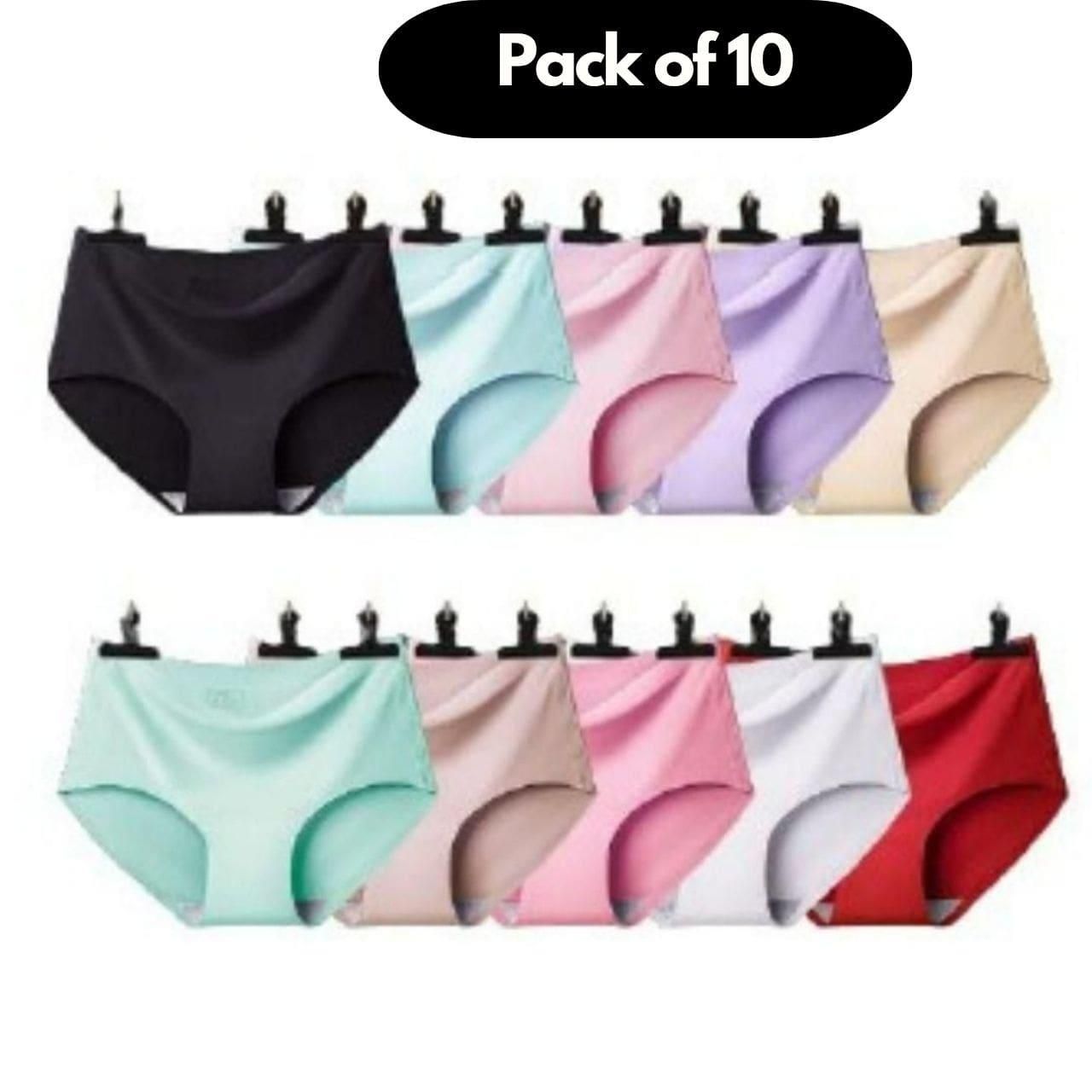 Women's Seamless Underwear for Women (Multicolor) (Pack of 10) - warehousetech13