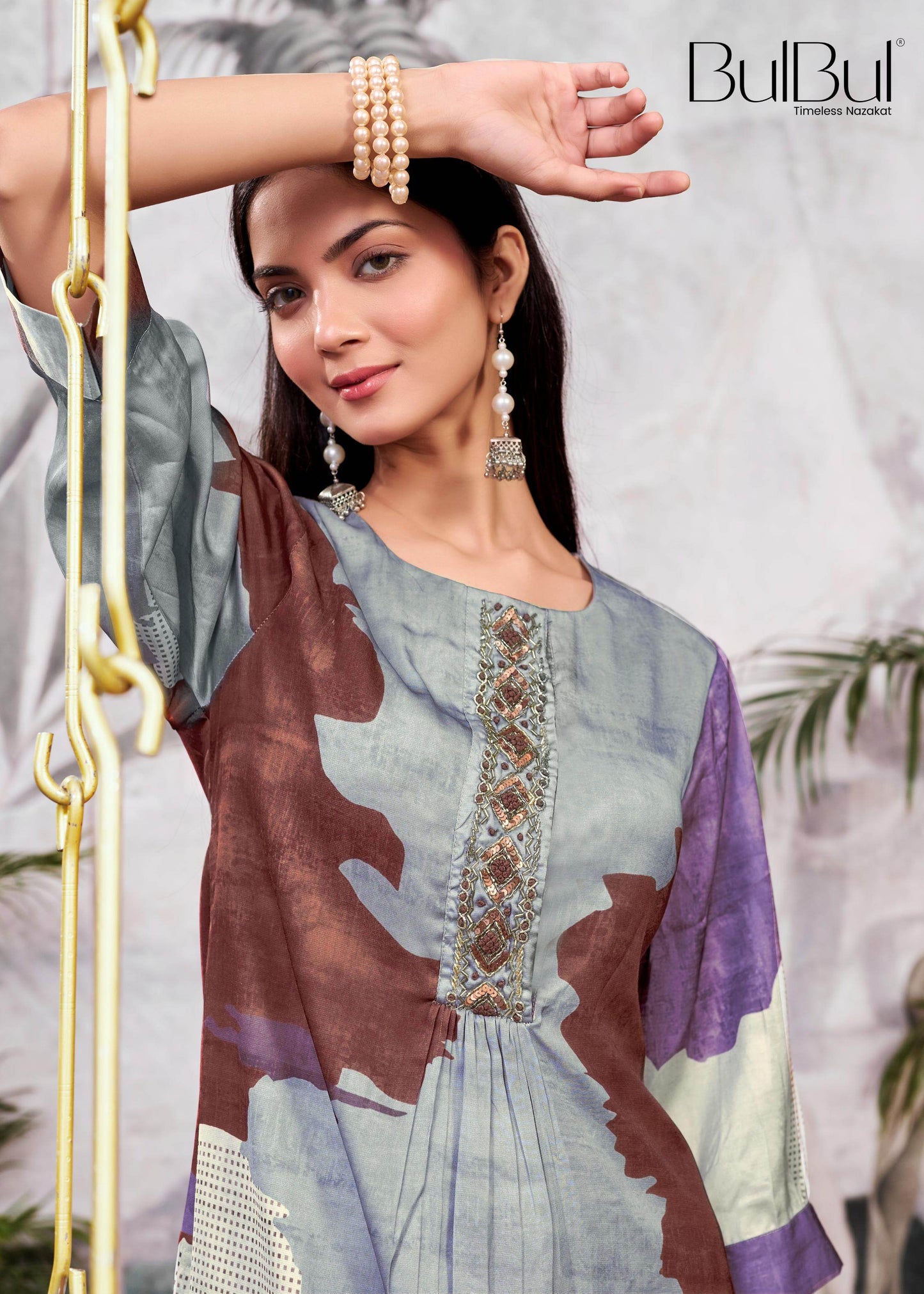 Tanya Silk Kurta Set in Purple & Pink – Soft Satin Fabric