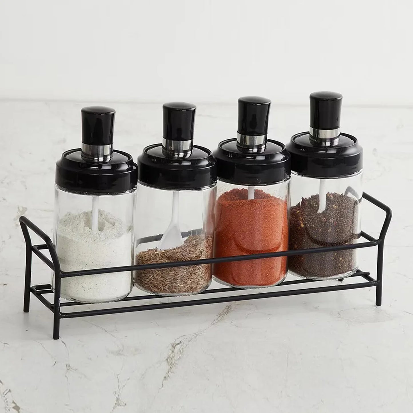 10011 Transparent Glassoil Dispenser 500 Ml Bottle Set Of 2 Spice Jar 250 Ml Set Of 3 Oil Bottle For Kitchen Oil Vinegar Storage Glass Bottle Glass Container For Spice Masala (5 Pcs Set) - warehousetech13