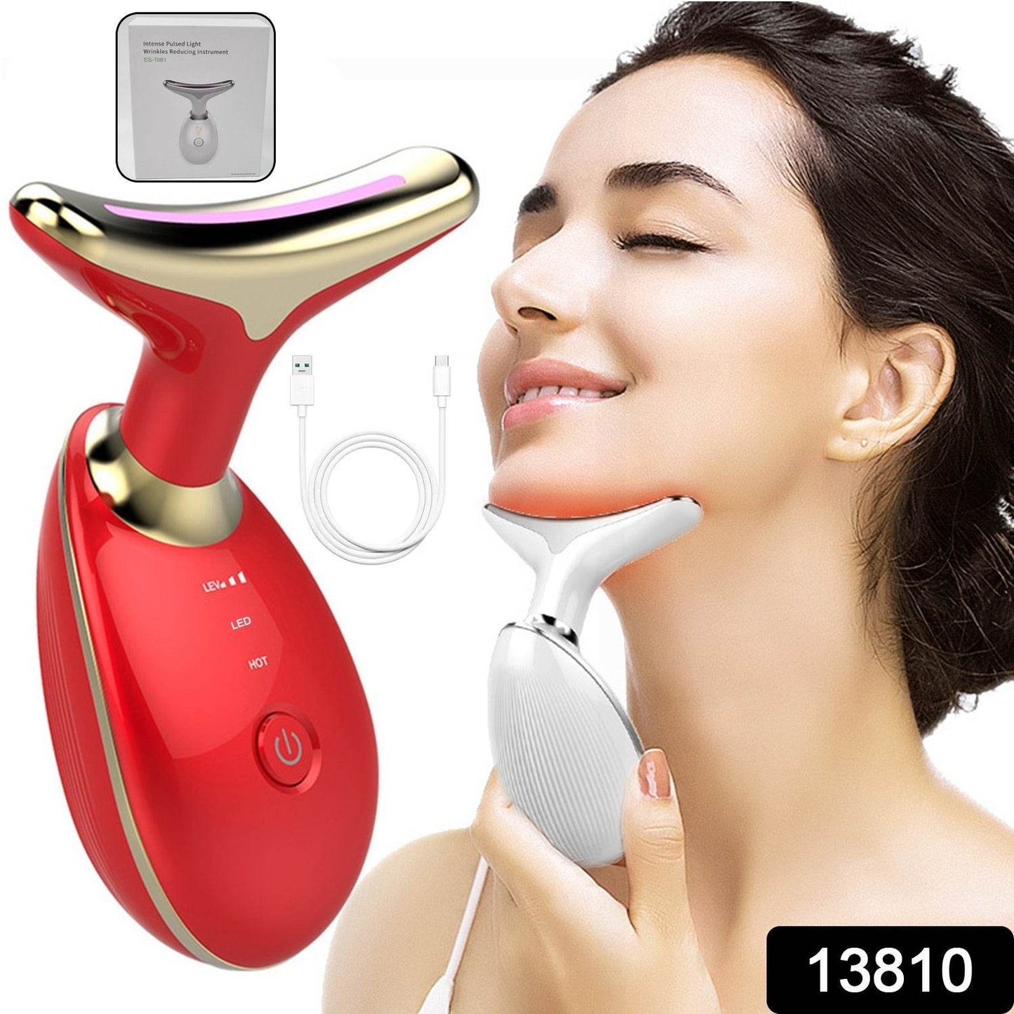 Electric Face Massager Wrinkle Remover Led Photon Face Beauty Device - warehousetech13