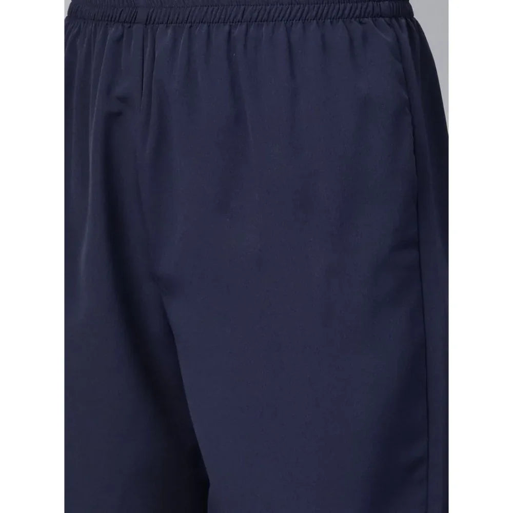 Ladies' Casual 3/4 Sleeve Solid Crepe Kurti and Palazzo Set (Navy) - warehousetech13