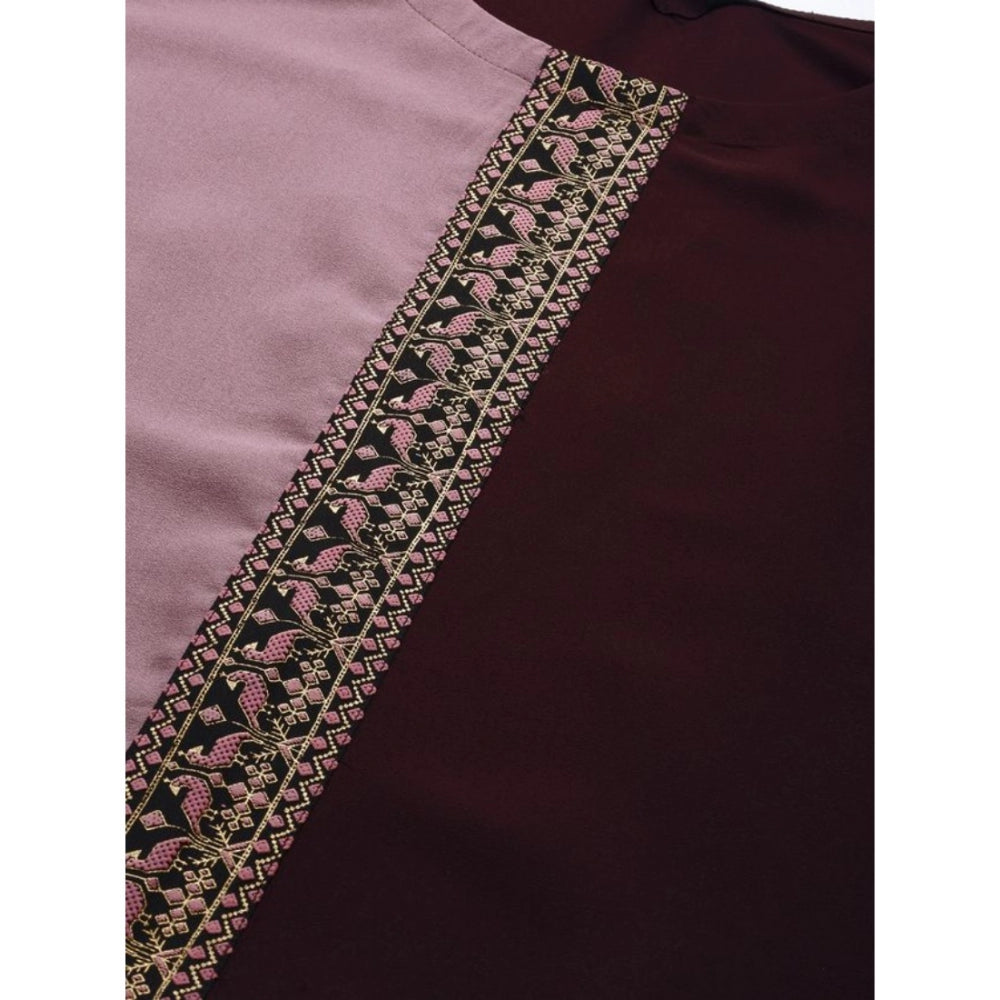 Women’s Sleeveless Solid Crepe Kurti and Palazzo Set (Brown) for Casual Wear - warehousetech13