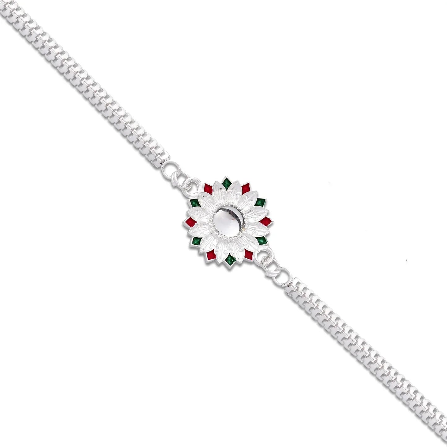 Sunflower Shape Rakhi With Silver Chain - warehousetech13