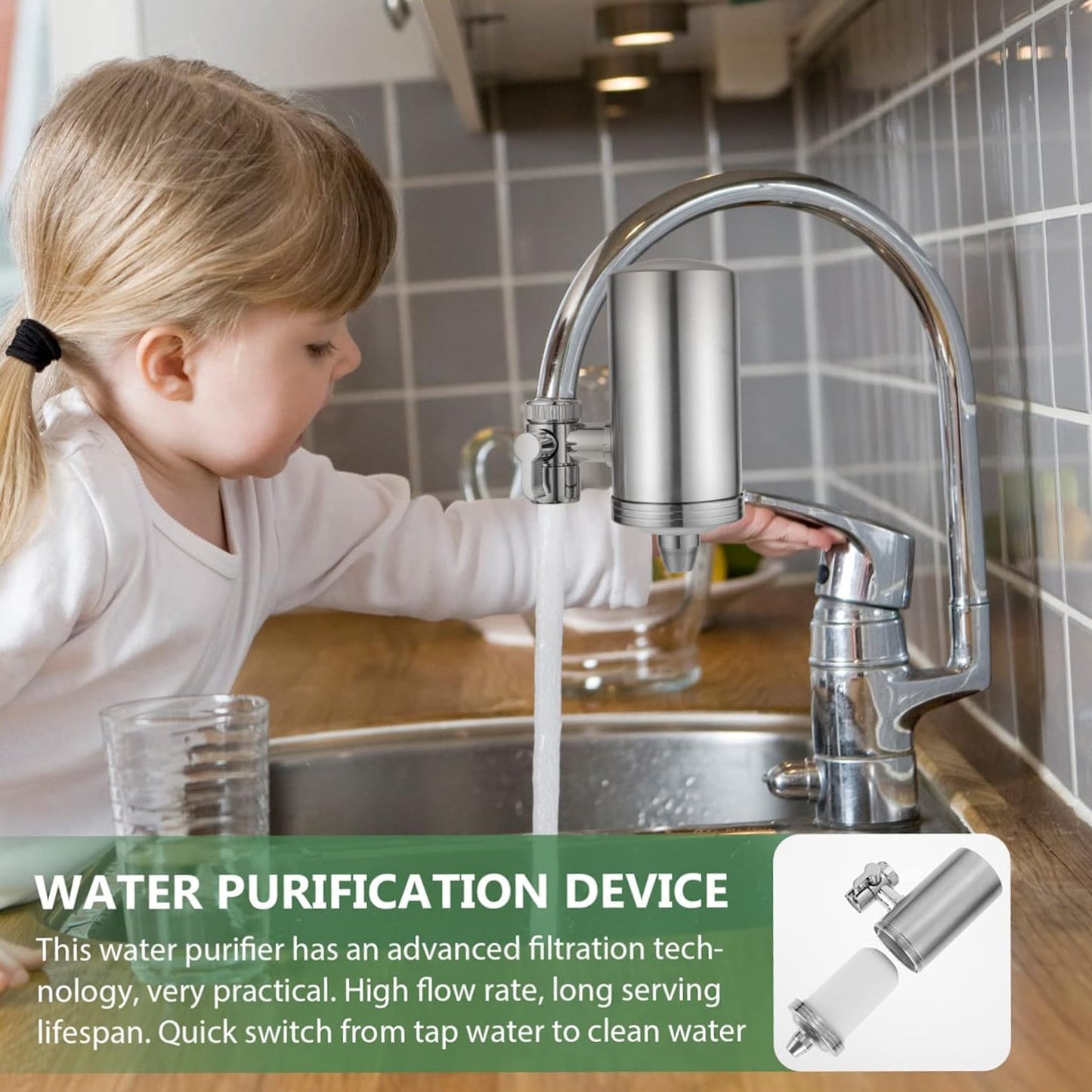 304 Stainless Steel Faucet Mount Water Filter Water Purifier (1 Set) - warehousetech13