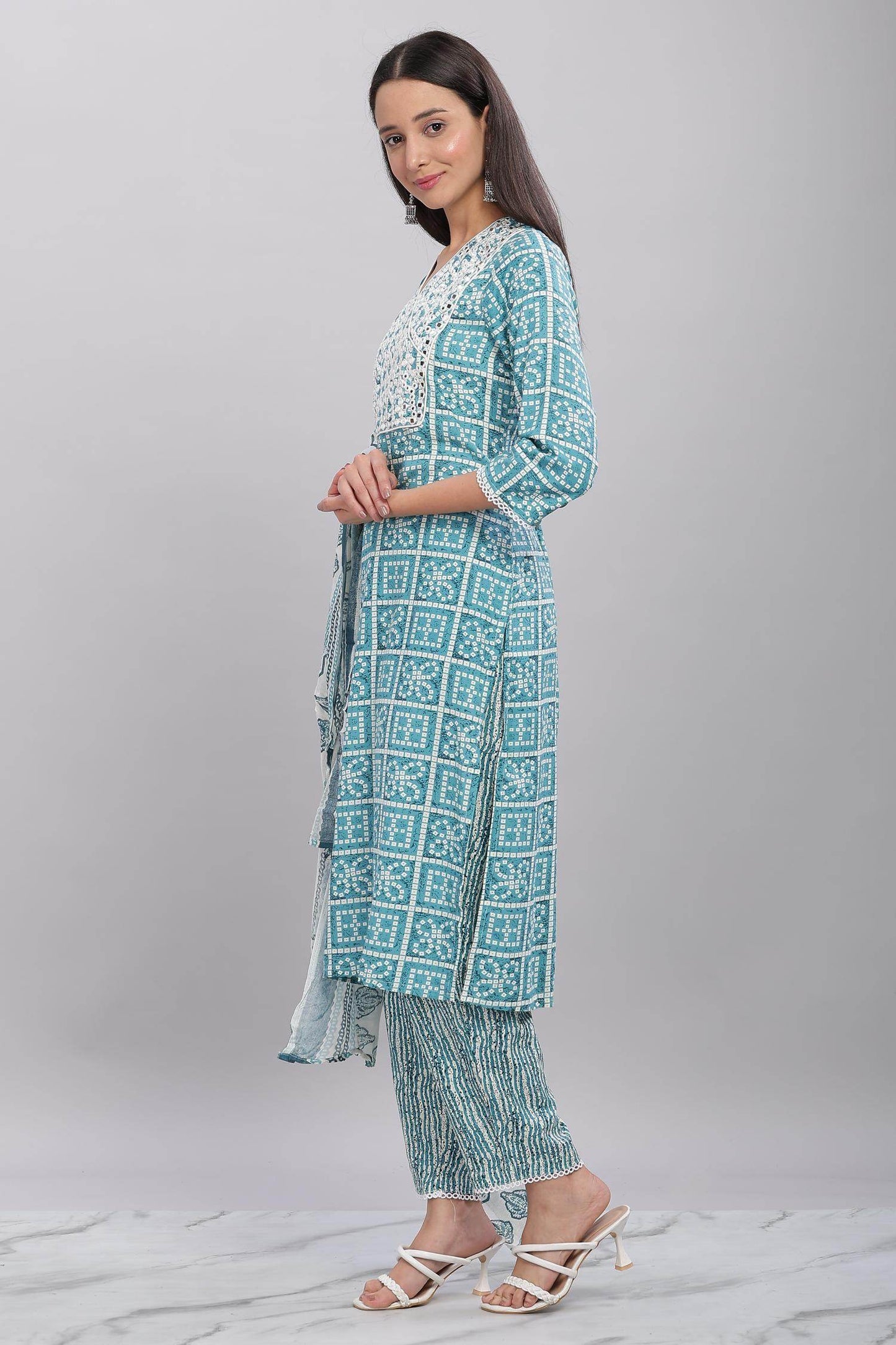 Firdous Blue Rayon Kurta Set with Dupatta for Women | Elegant Festive & Casual Wear Outfit