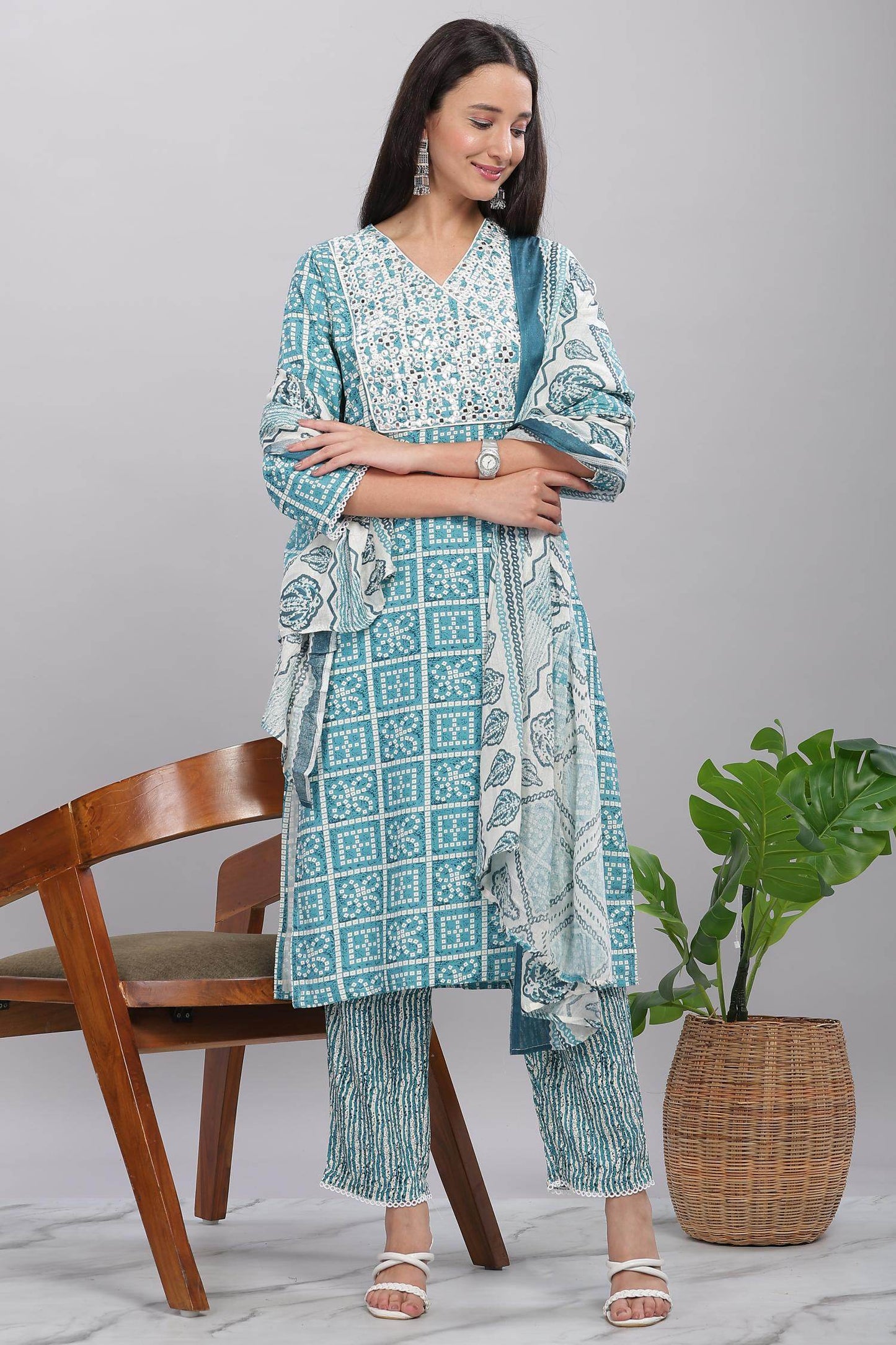 Firdous Blue Rayon Kurta Set with Dupatta for Women | Elegant Festive & Casual Wear Outfit