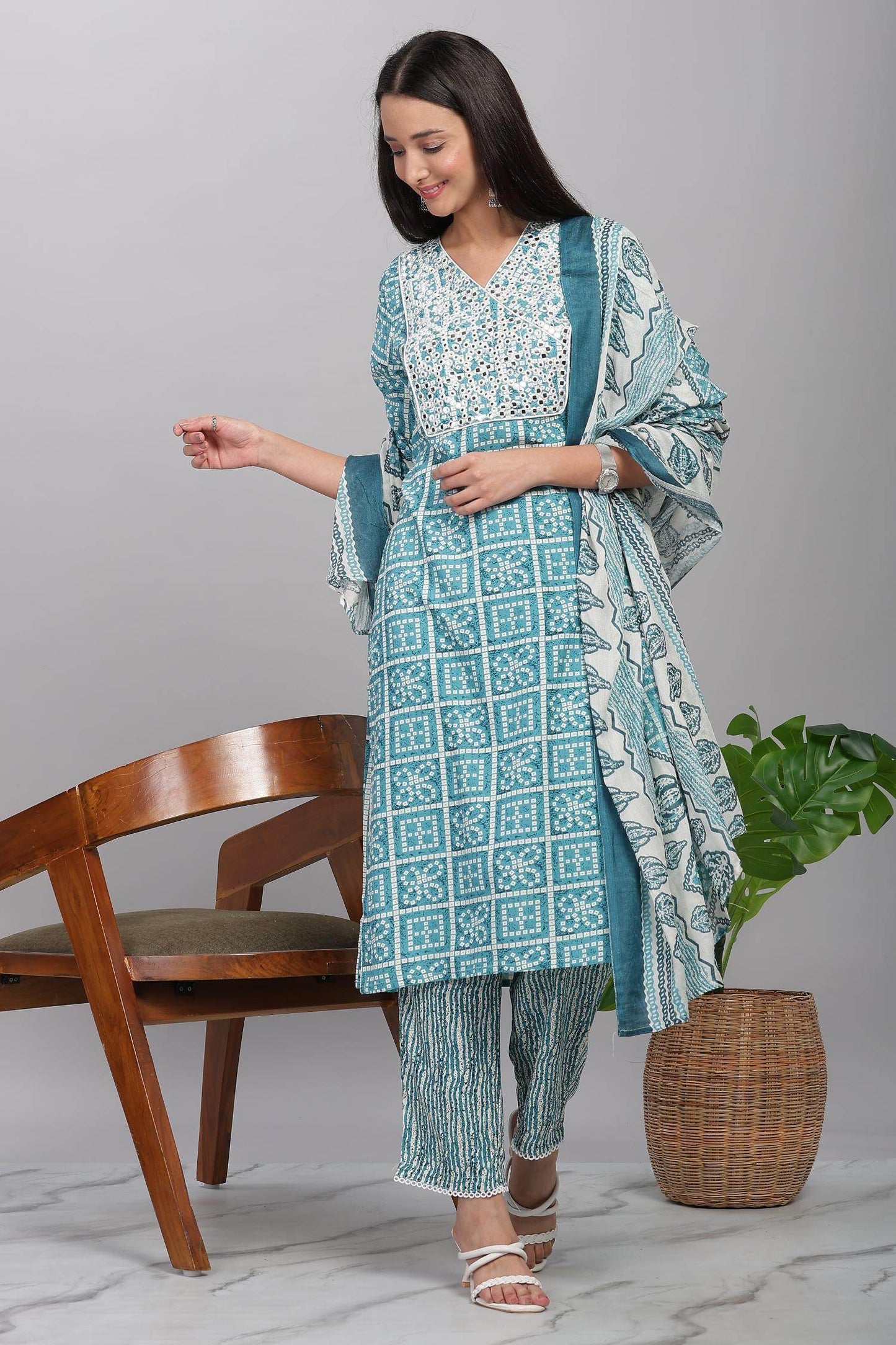 Firdous Blue Rayon Kurta Set with Dupatta for Women | Elegant Festive & Casual Wear Outfit