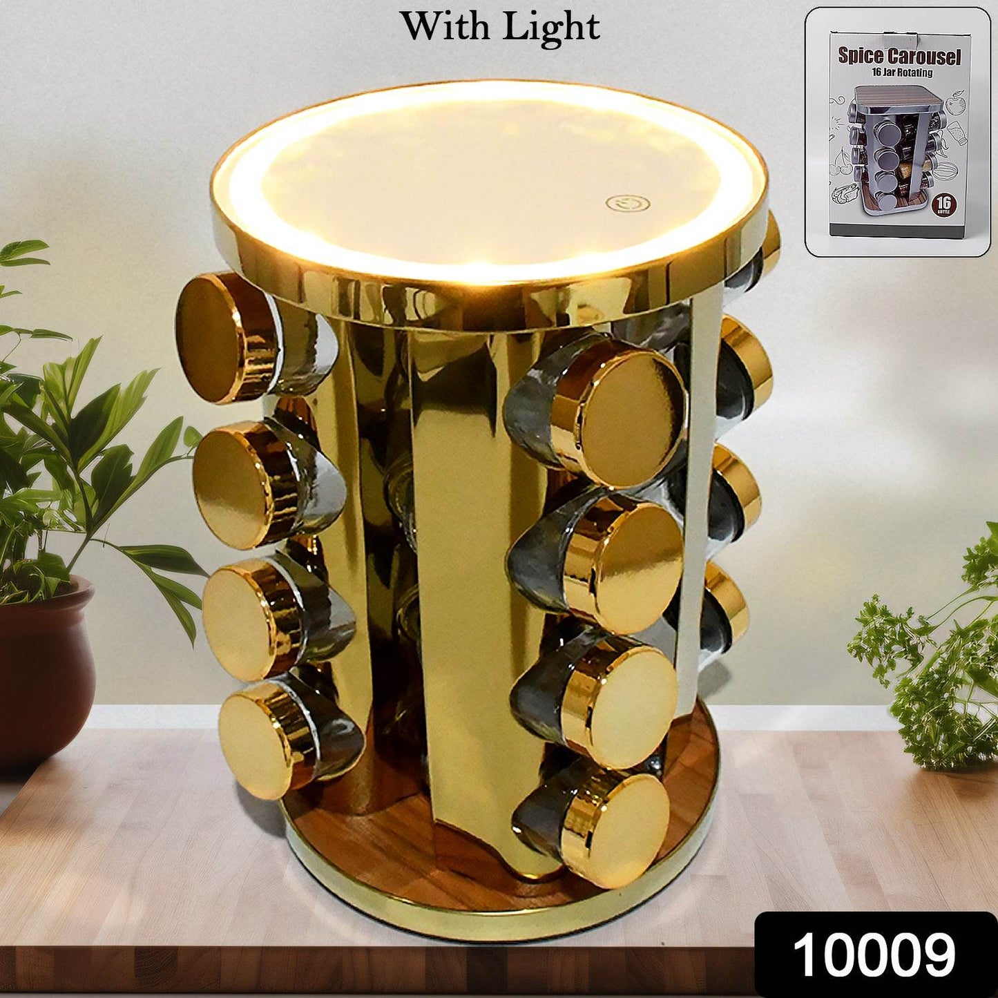 Led Spice Rack Organizer Rotating Spice Rack With Free 16 Seasoning Jars - warehousetech13