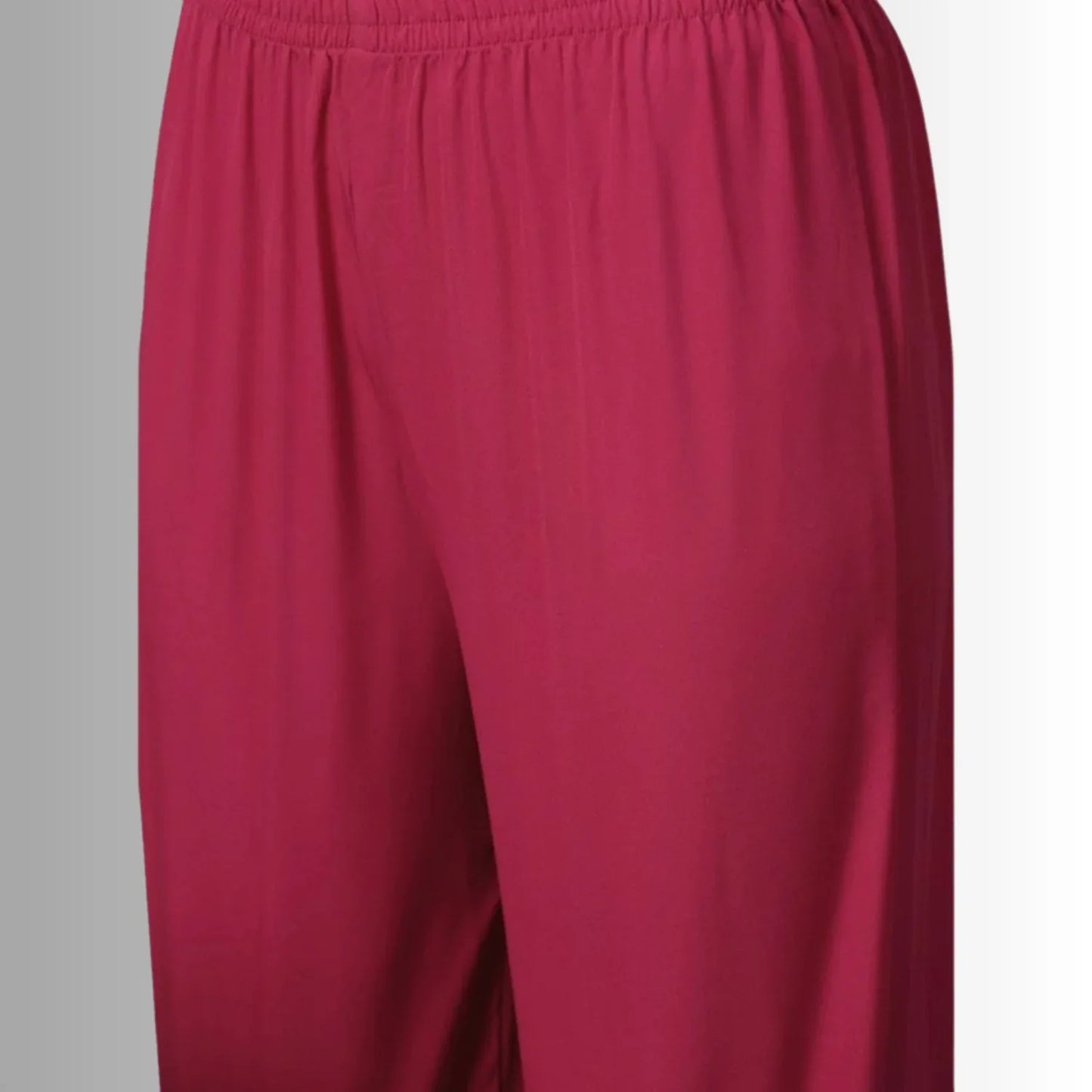 Ladies' Casual 3/4 Sleeve Solid Crepe Kurti and Palazzo Ensemble (Pink) - warehousetech13