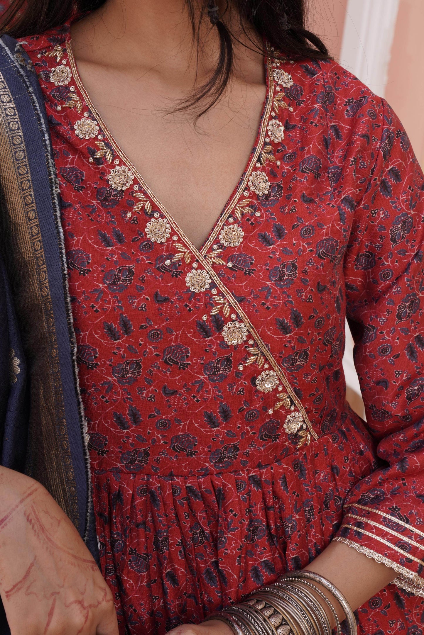 Elegant Inayat Red Chanderi Kurta and Dupatta Set