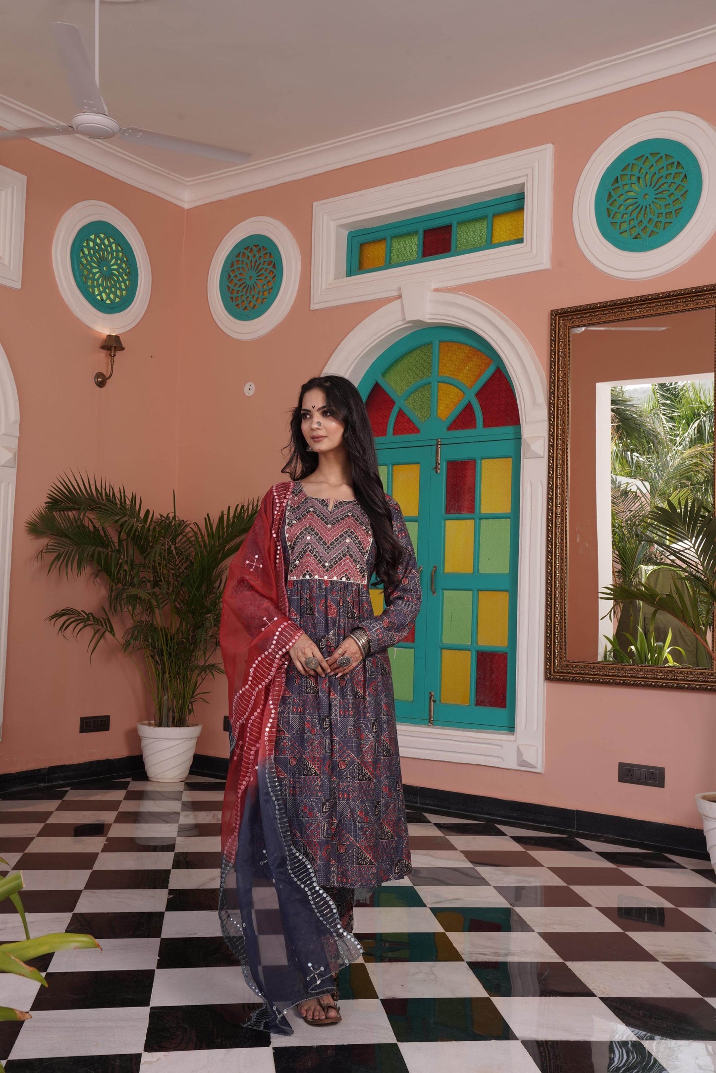 Torani Chanderi Red Kurta Set with Dupatta - Elegant Ethnic Wear for Women