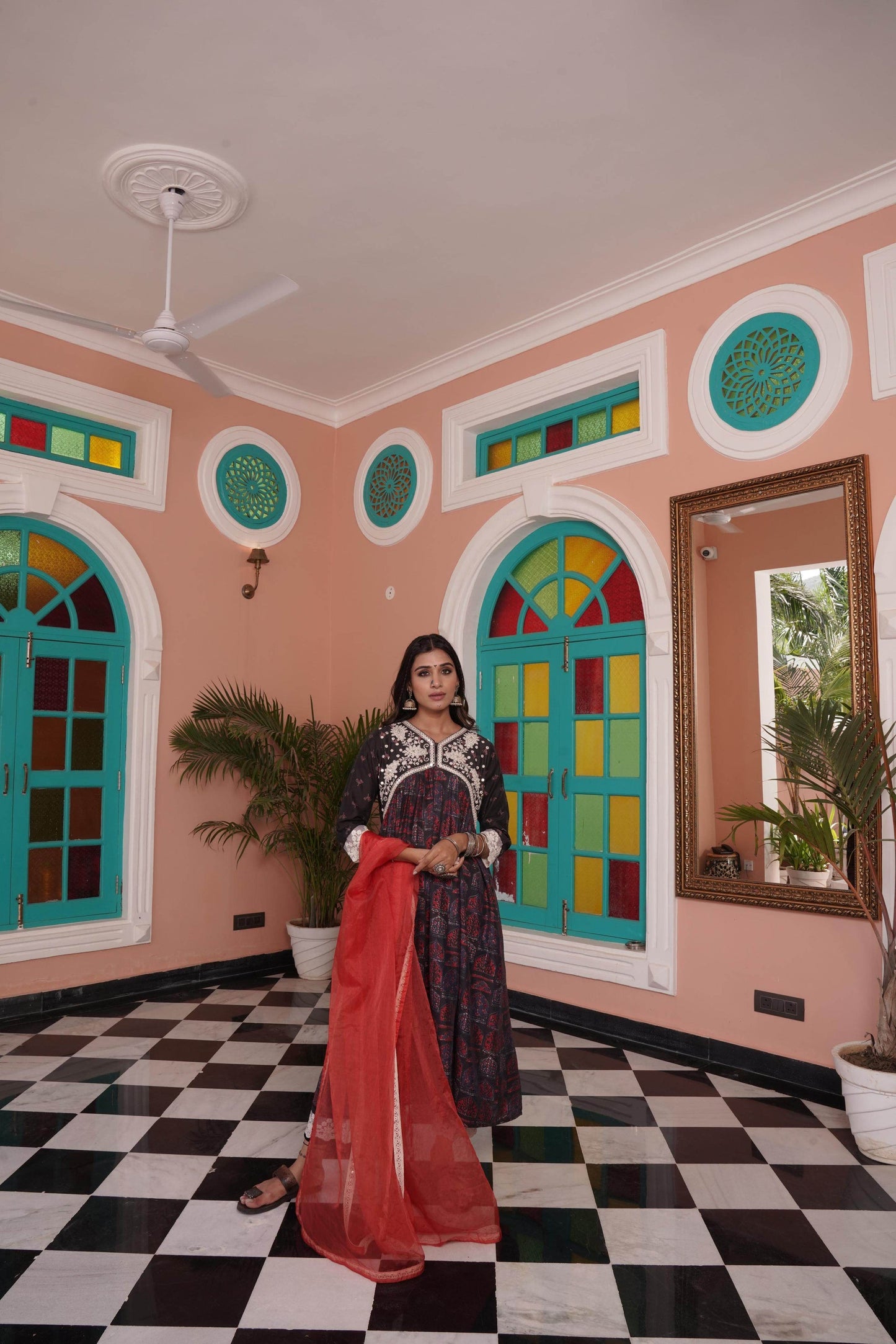 Bhumika Chanderi Red Kurta Set with Dupatta – Elegant Ethnic Wear for Women