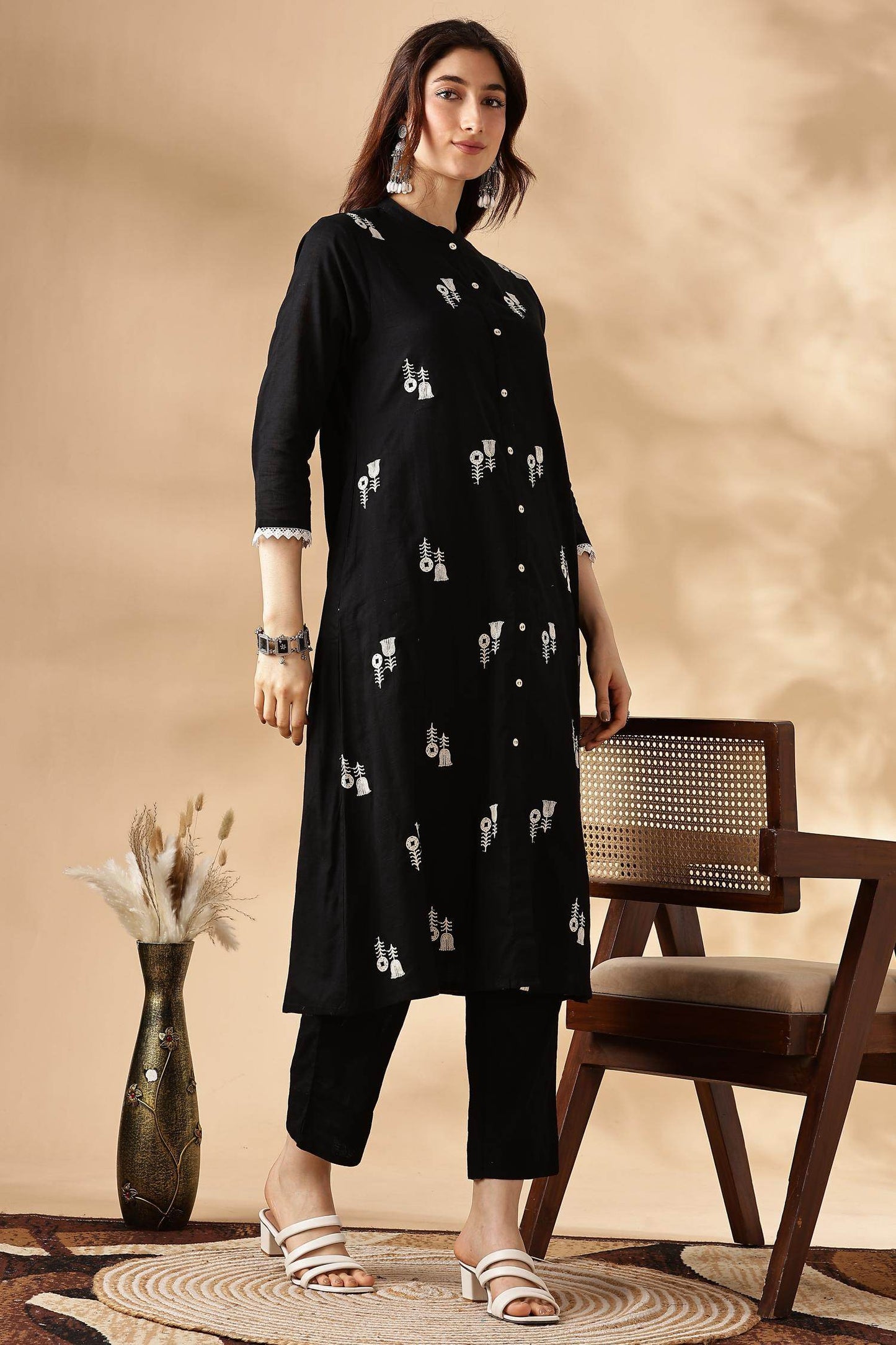 Rashmika Cotton Black Kurta Set - Elegant & Comfortable Ethnic Wear for Women