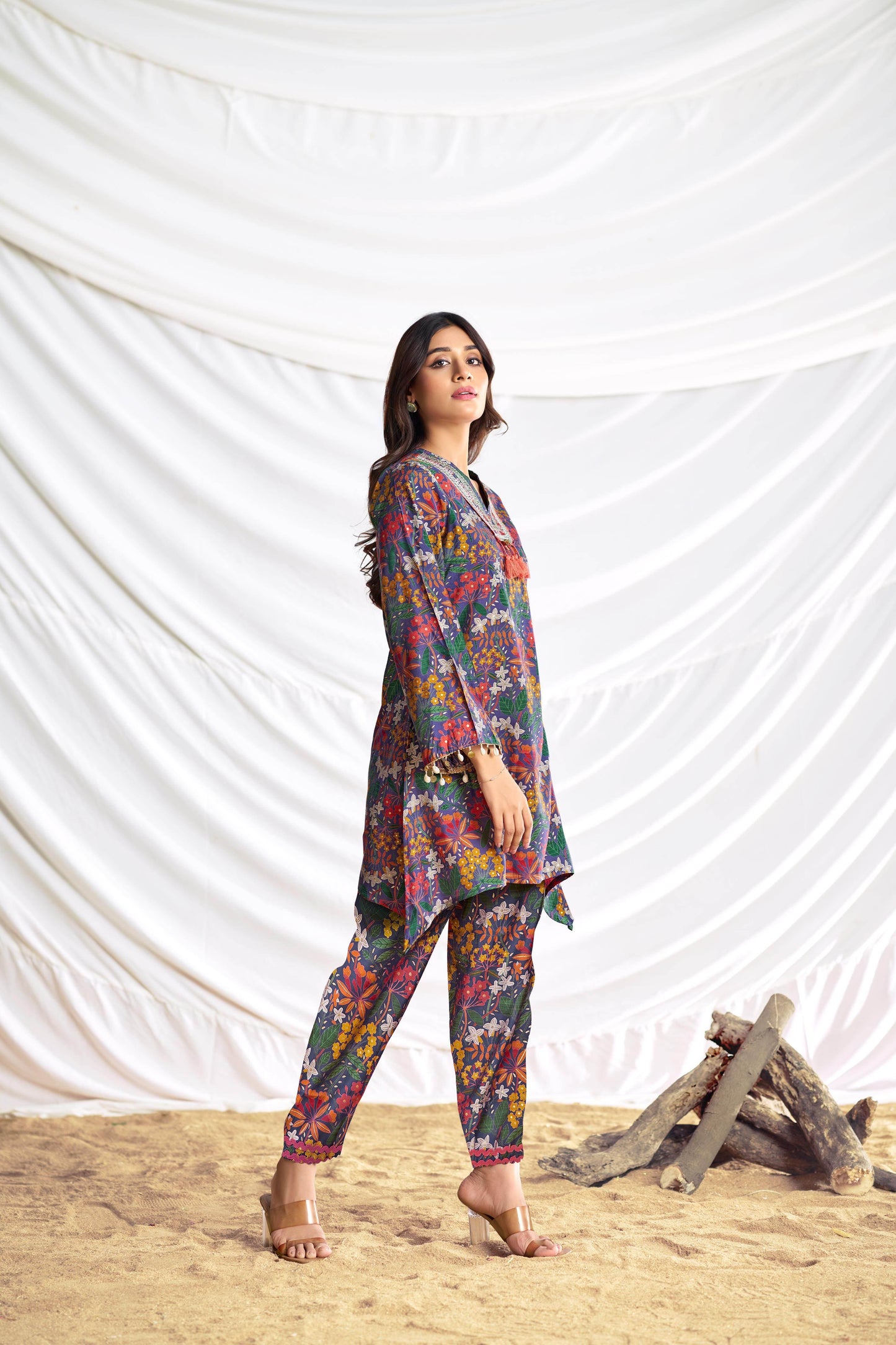 Dharvi Chanderi Fuschia & Blue Co-Ord Set - Elegant Ethnic Wear, Premium Chanderi Fabric - warehousetech13