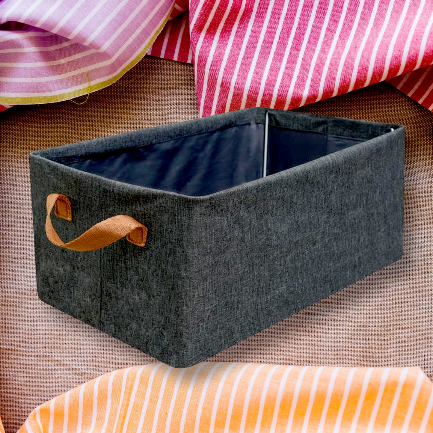 12627 Foldable Storage Box With Lid And Handles Cotton And Linen Storage Bins And Baskets Organizer For Nursery Closet Bedroom Home (45 Cm) - warehousetech13
