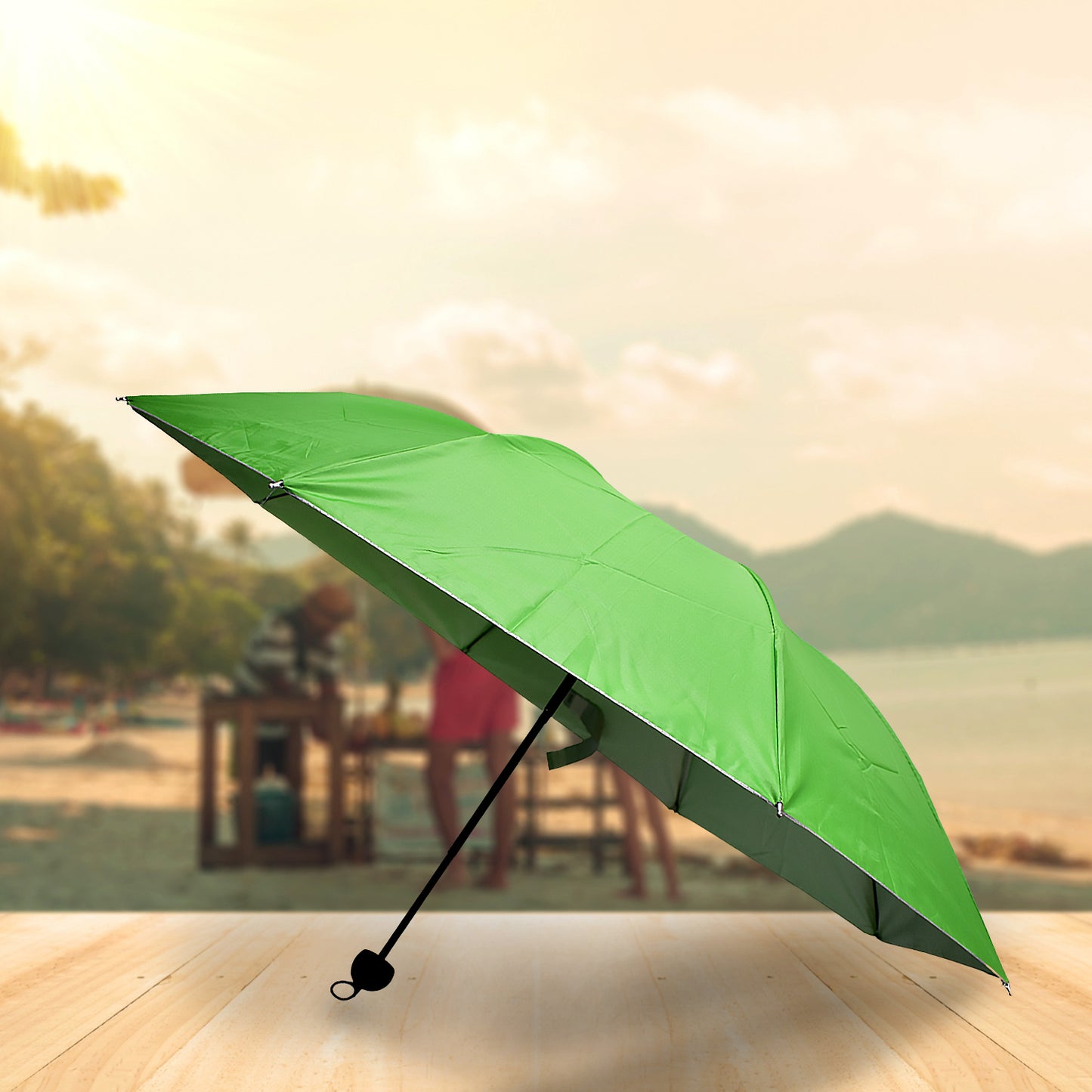 8539 3 Fold Sun Protective Solid Foldable Outdoor Umbrella Portable Sun Uv Protection Lightweight Rain Umbrella With Umbrella Case For Girls Women Men Boys - warehousetech13