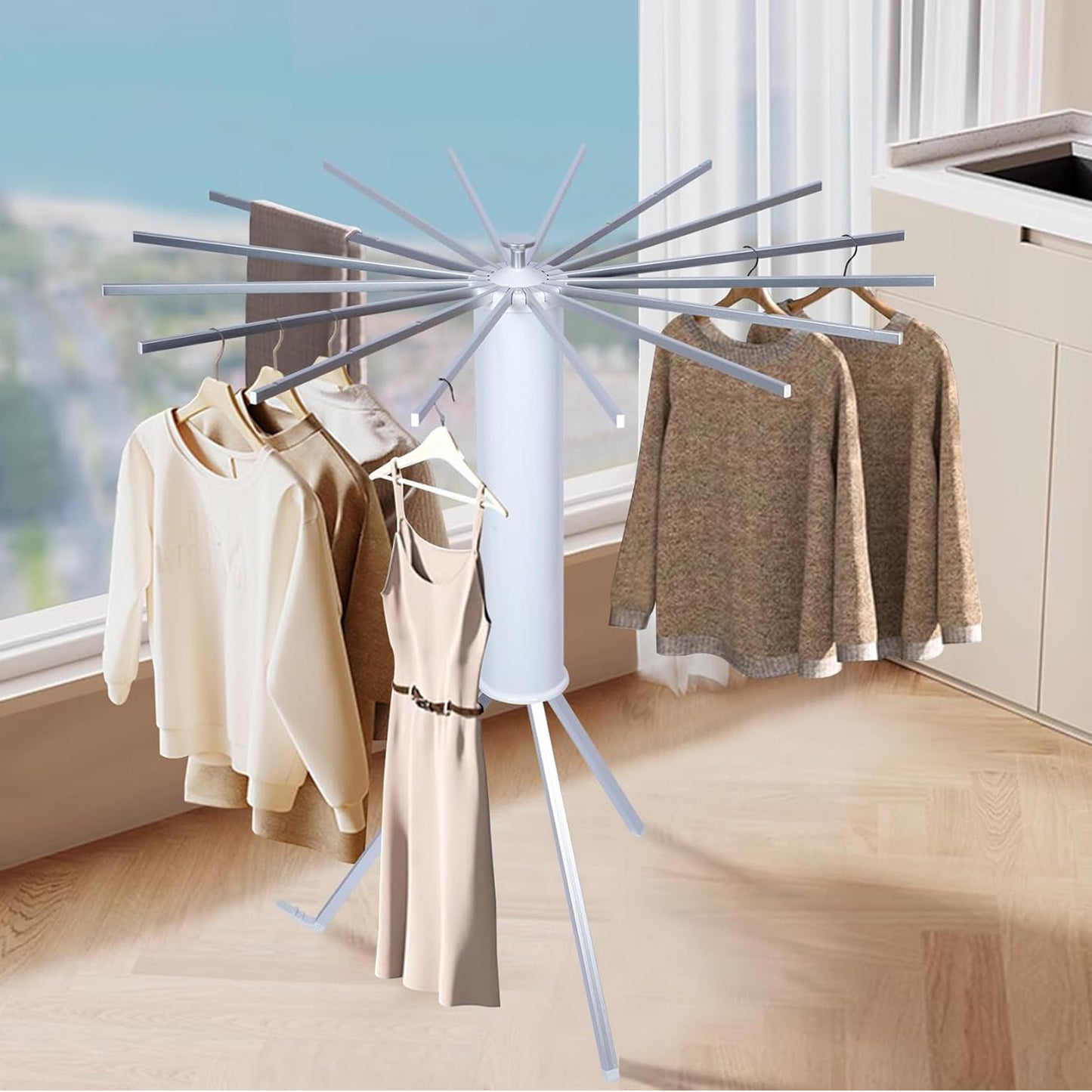 Foldable Rotary Clothes Drying Rack Stand (1 Pc) - warehousetech13