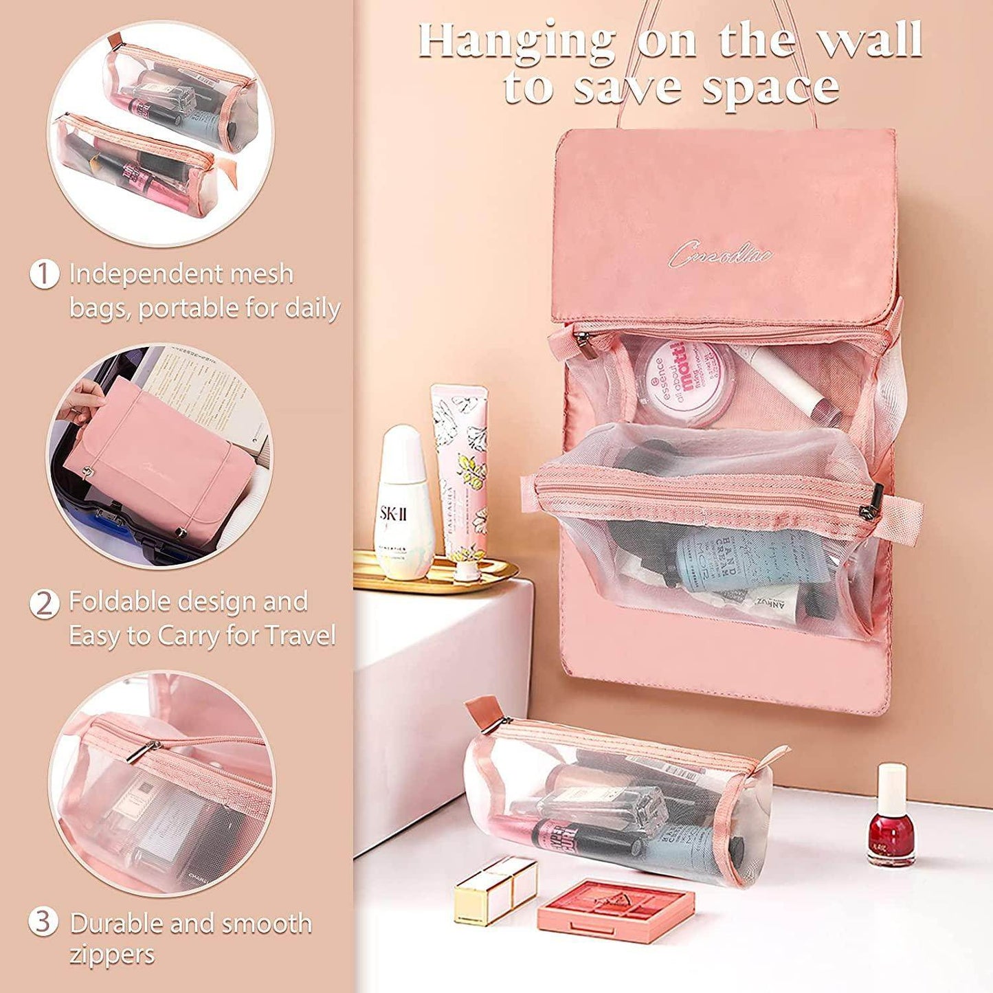 Solid 7 Cms Cosmetic Pouch(Pink) - warehousetech13