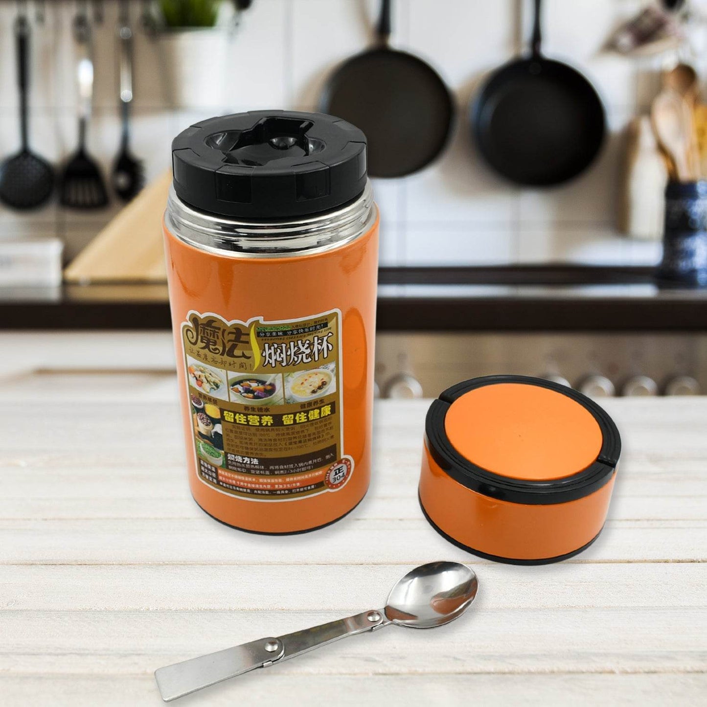 Stainless Steel Water Bottle With Foldable Spoon Handle Easy To Carry Leak Proof (1000 Ml) - warehousetech13
