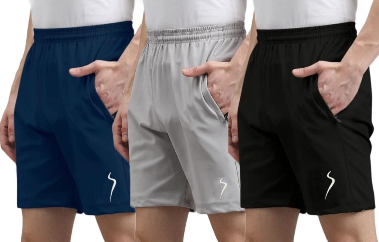 Combo of 3 Men's Cotton Polyester Shorts - warehousetech13