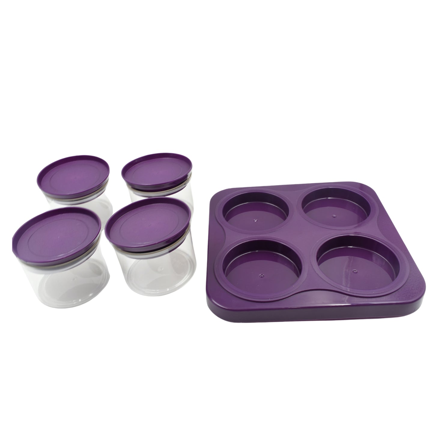 5550 Airtight Plastic 4 Pc Storage Container Set With Tray Dry Fruit Plastic Storage Container Tray Set With Lid Serving Tray For Kitchen - warehousetech13