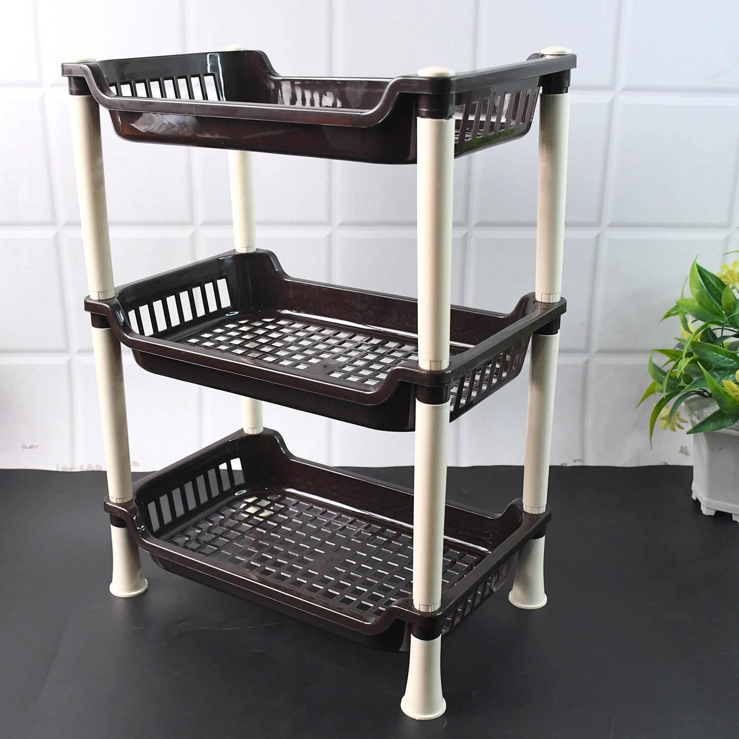 Small Multiuse Plastic Storage Rack Organizer 3-tier - warehousetech13