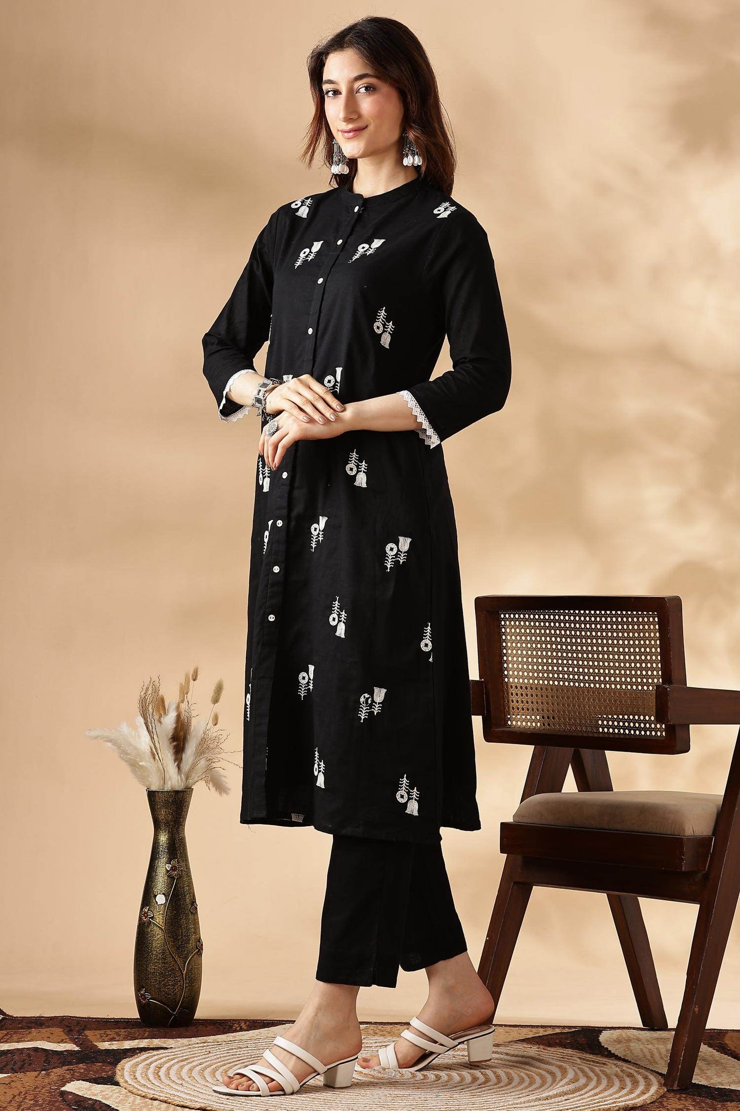 Rashmika Cotton Black Kurta Set - Elegant & Comfortable Ethnic Wear for Women