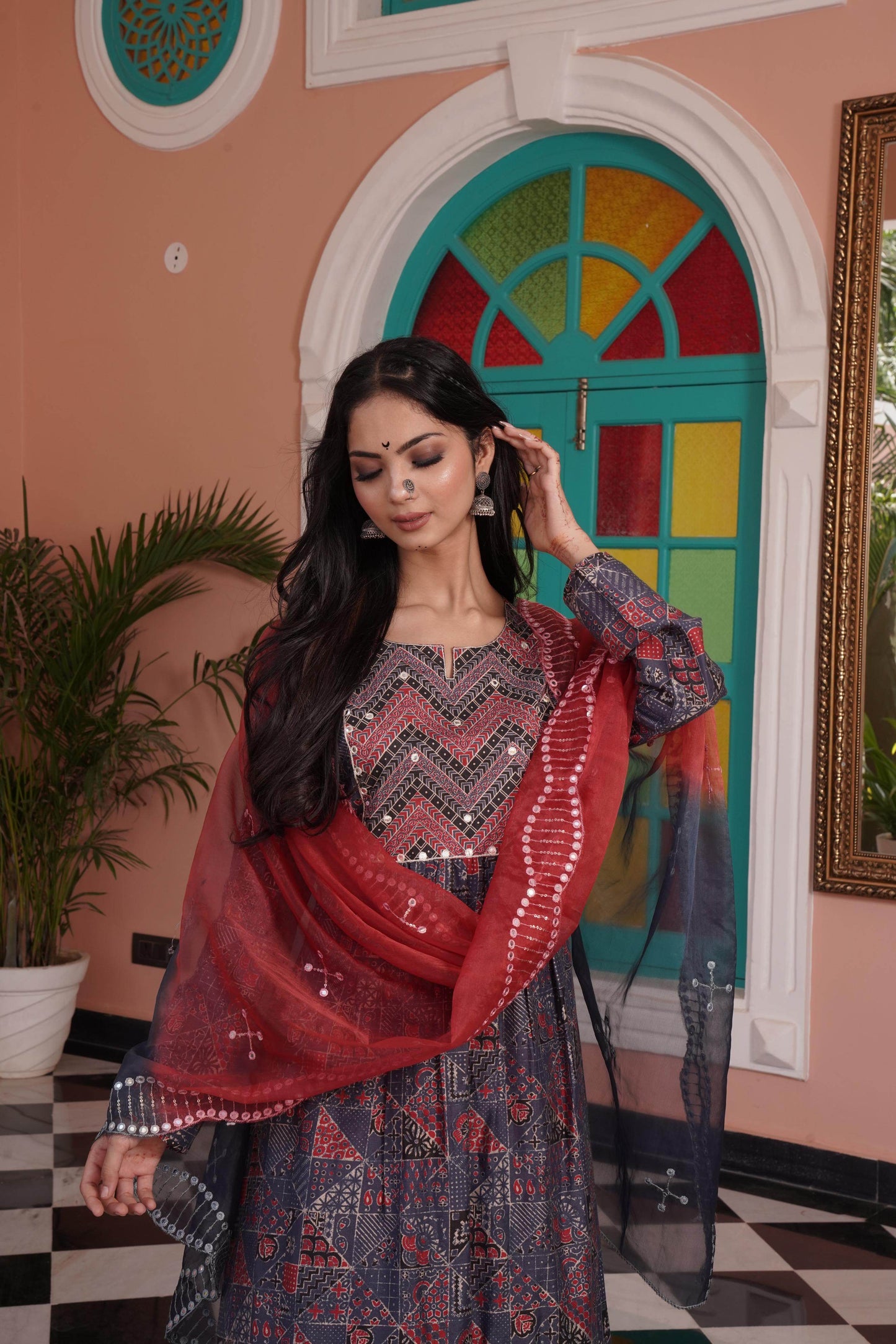 Torani Chanderi Red Kurta Set with Dupatta - Elegant Ethnic Wear for Women