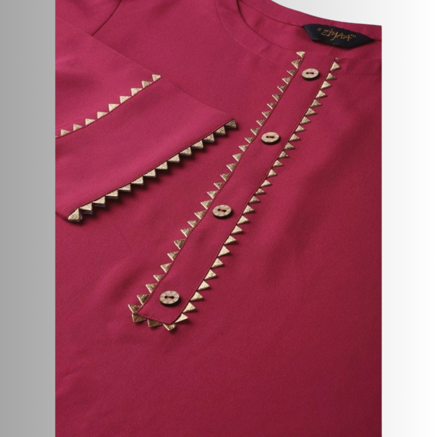Ladies' Casual 3/4 Sleeve Solid Crepe Kurti and Palazzo Ensemble (Pink) - warehousetech13