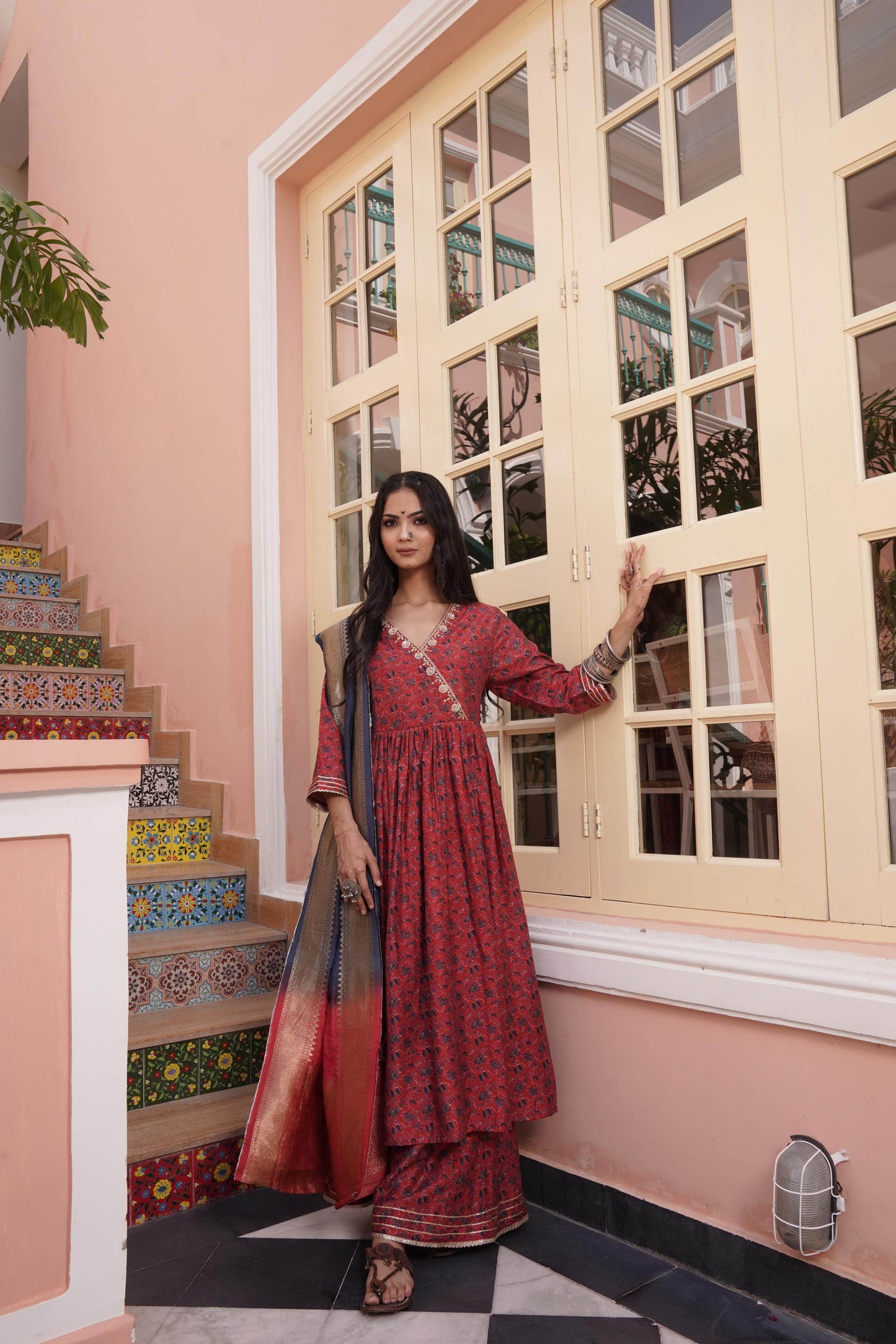 Elegant Inayat Red Chanderi Kurta and Dupatta Set